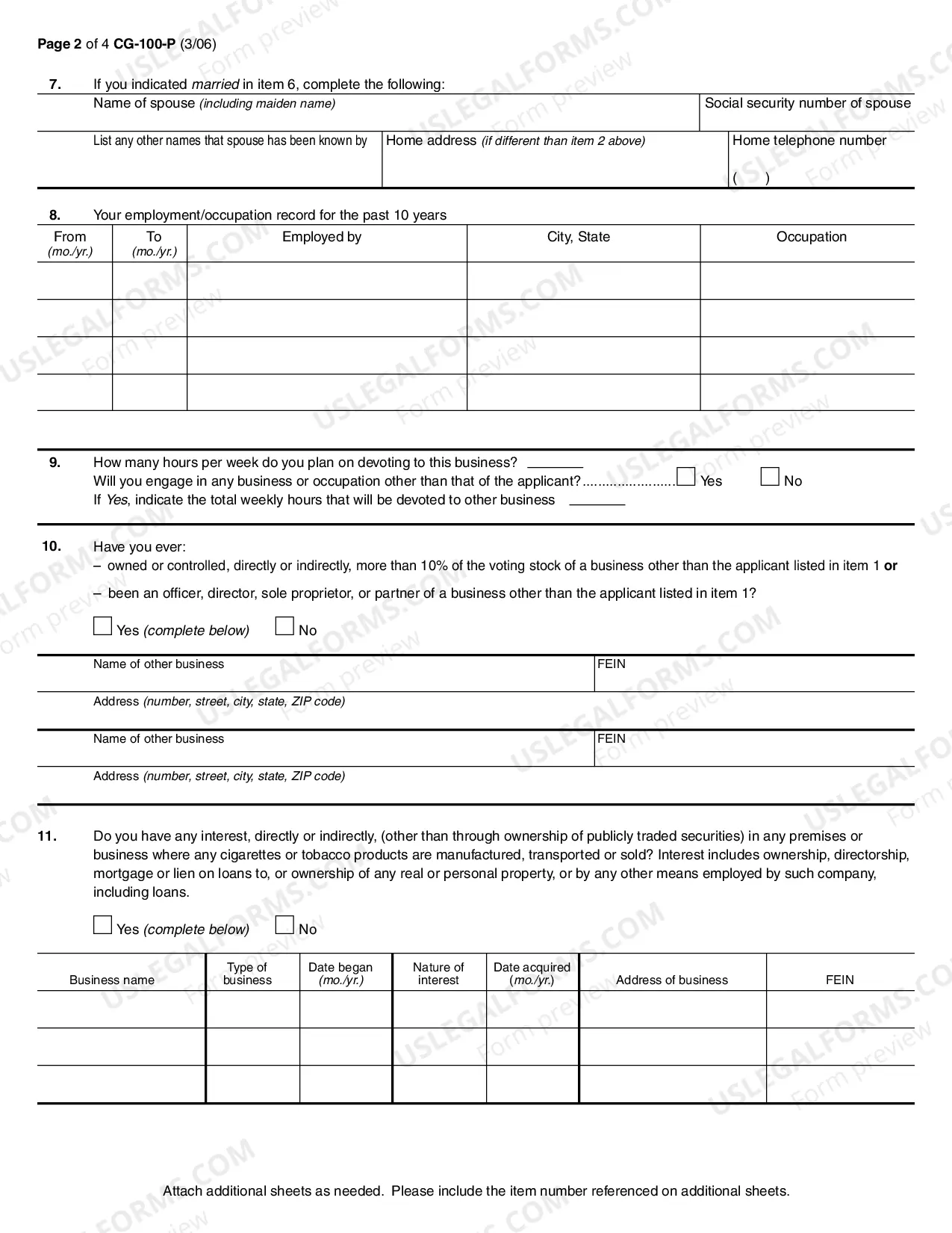 Preview Personal Questionnaire