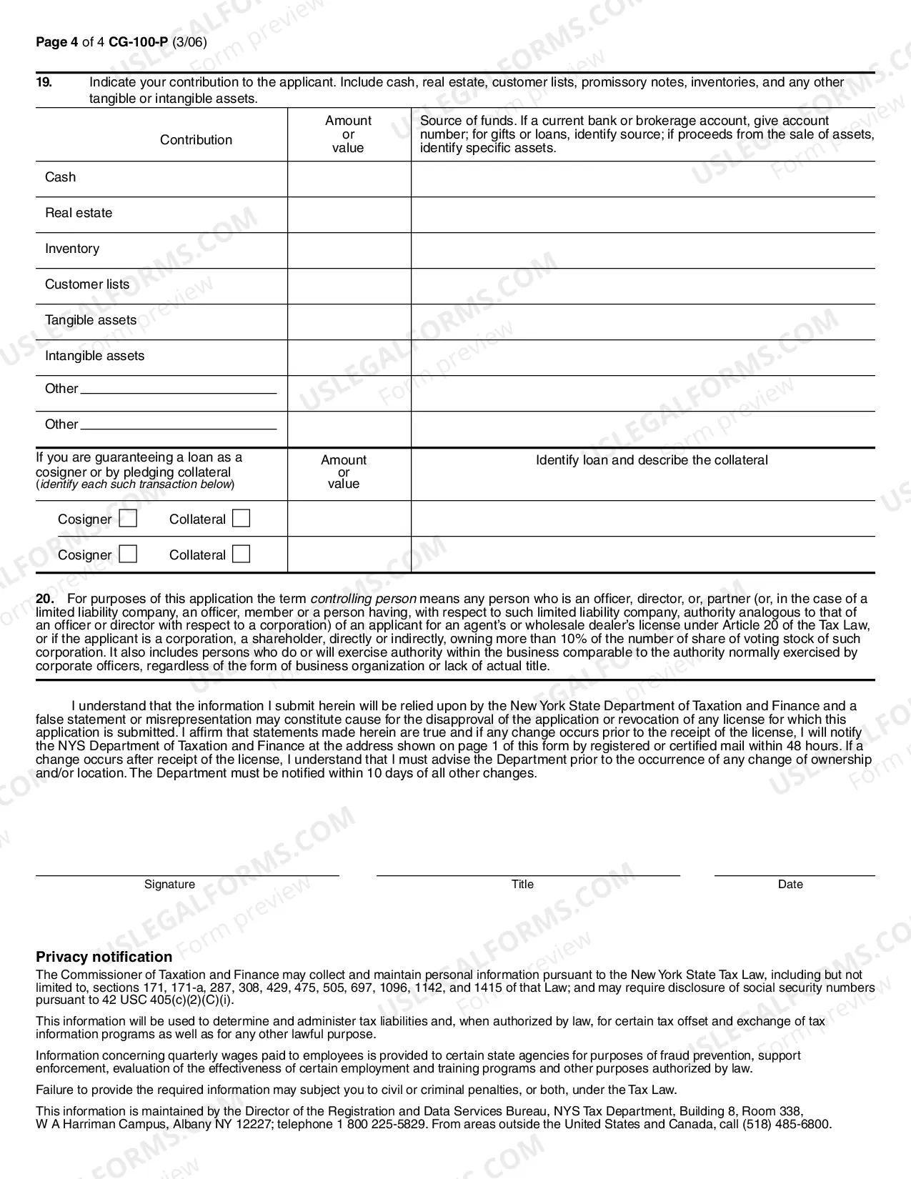 Preview Personal Questionnaire