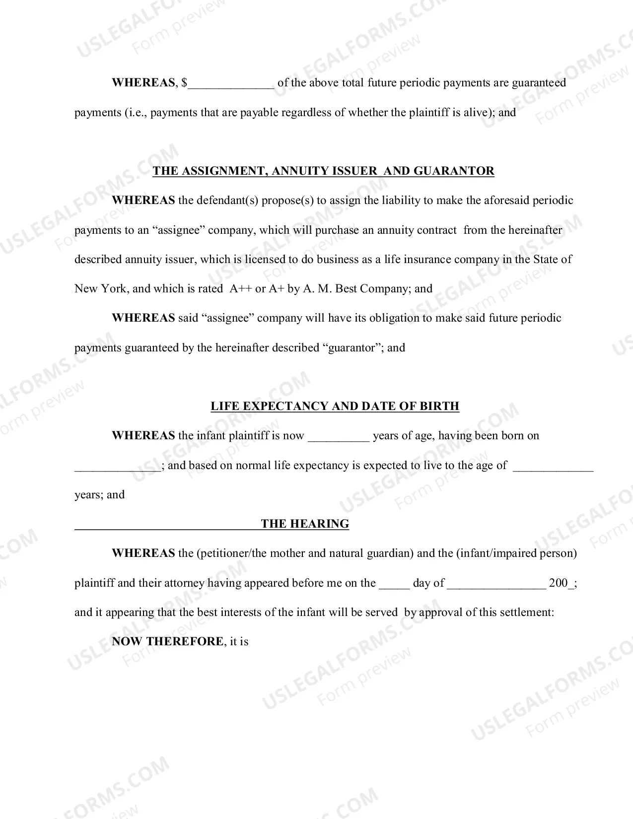 Preview Complex Order for a Structured Settlement (With Instructions)