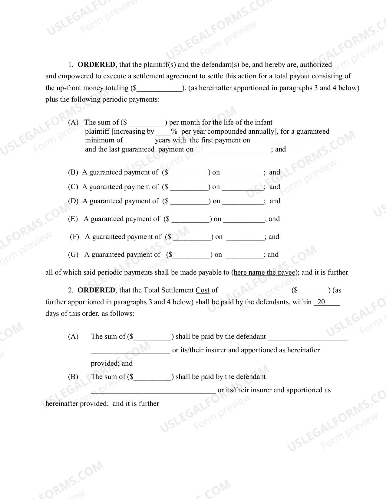 Preview Complex Order for a Structured Settlement (With Instructions)