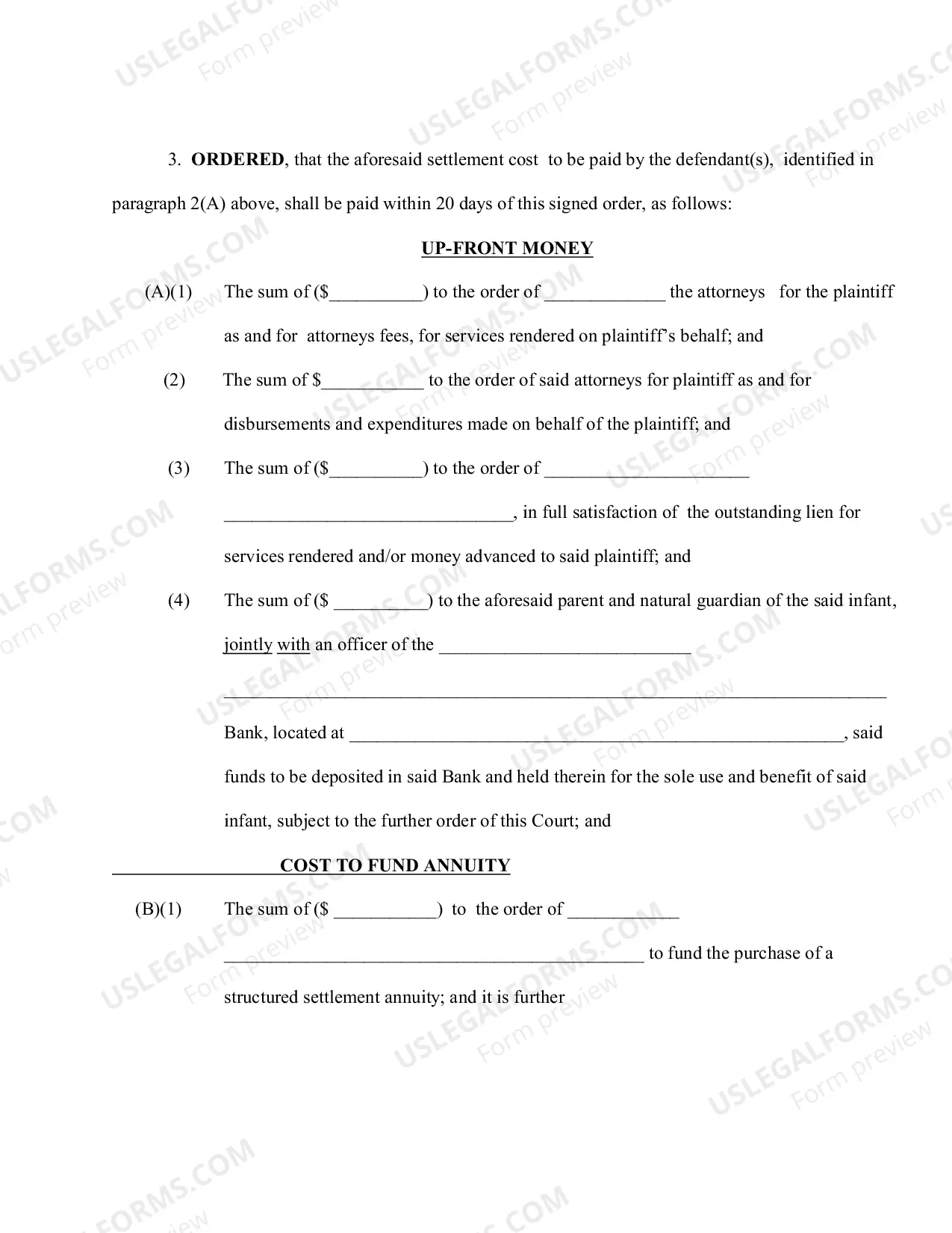 Preview Complex Order for a Structured Settlement (With Instructions)