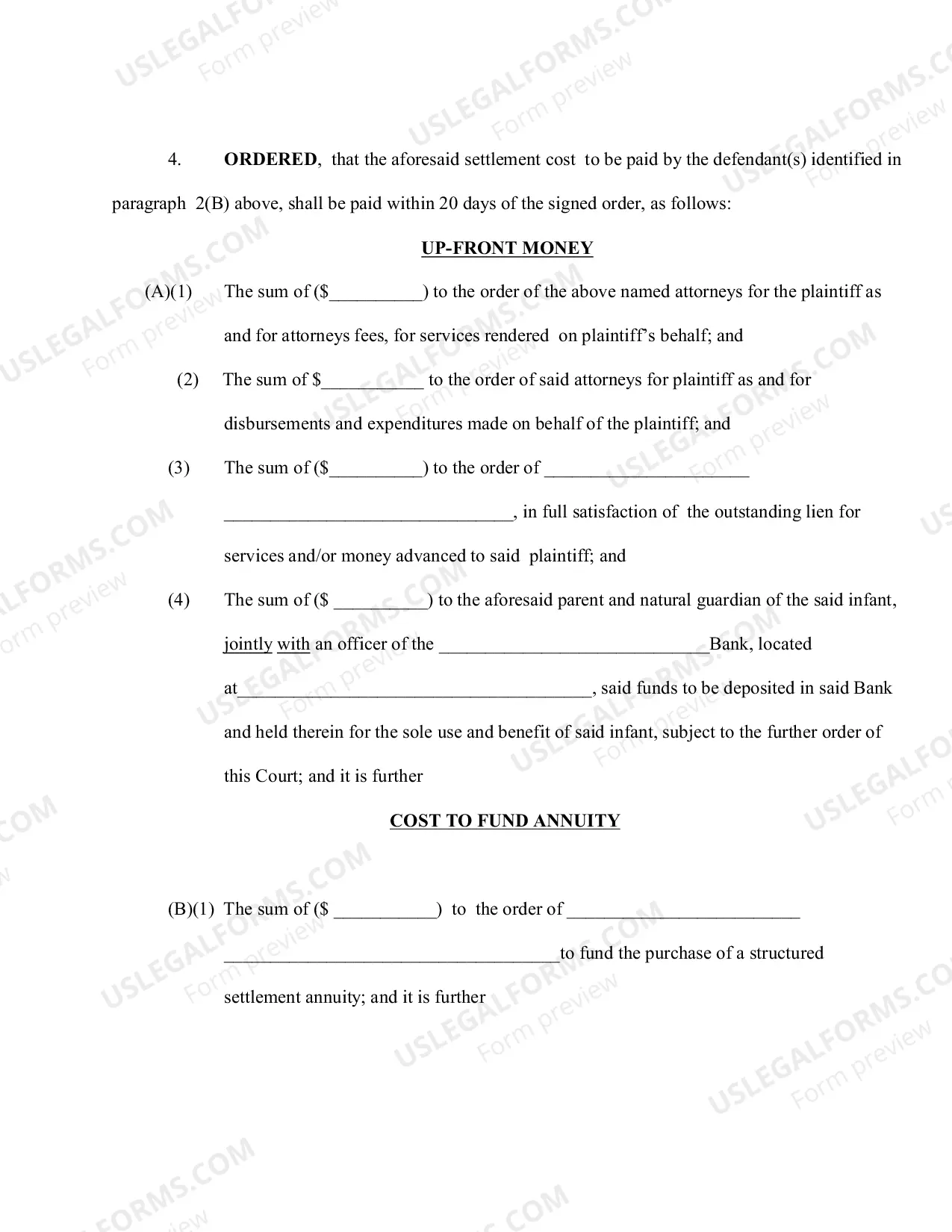Preview Complex Order for a Structured Settlement (With Instructions)