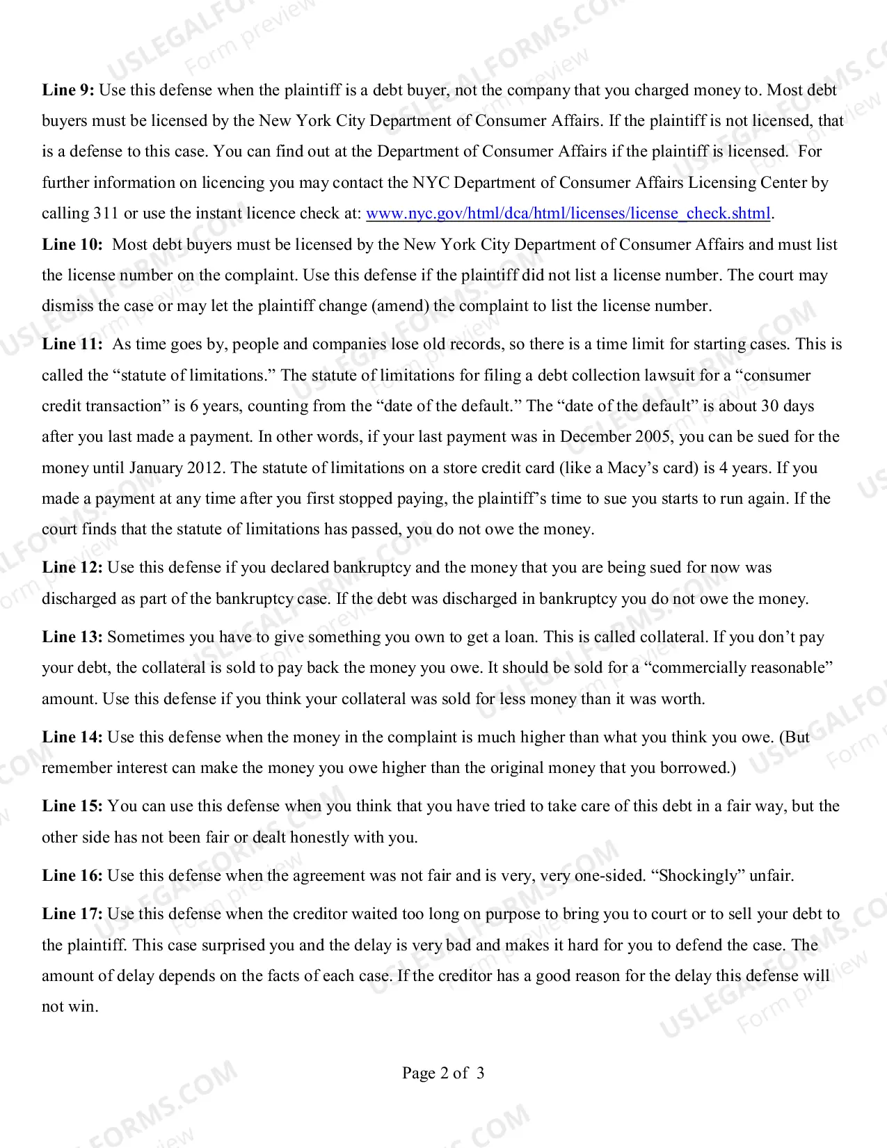 Preview Information on Answering a Consumer Credit Transaction