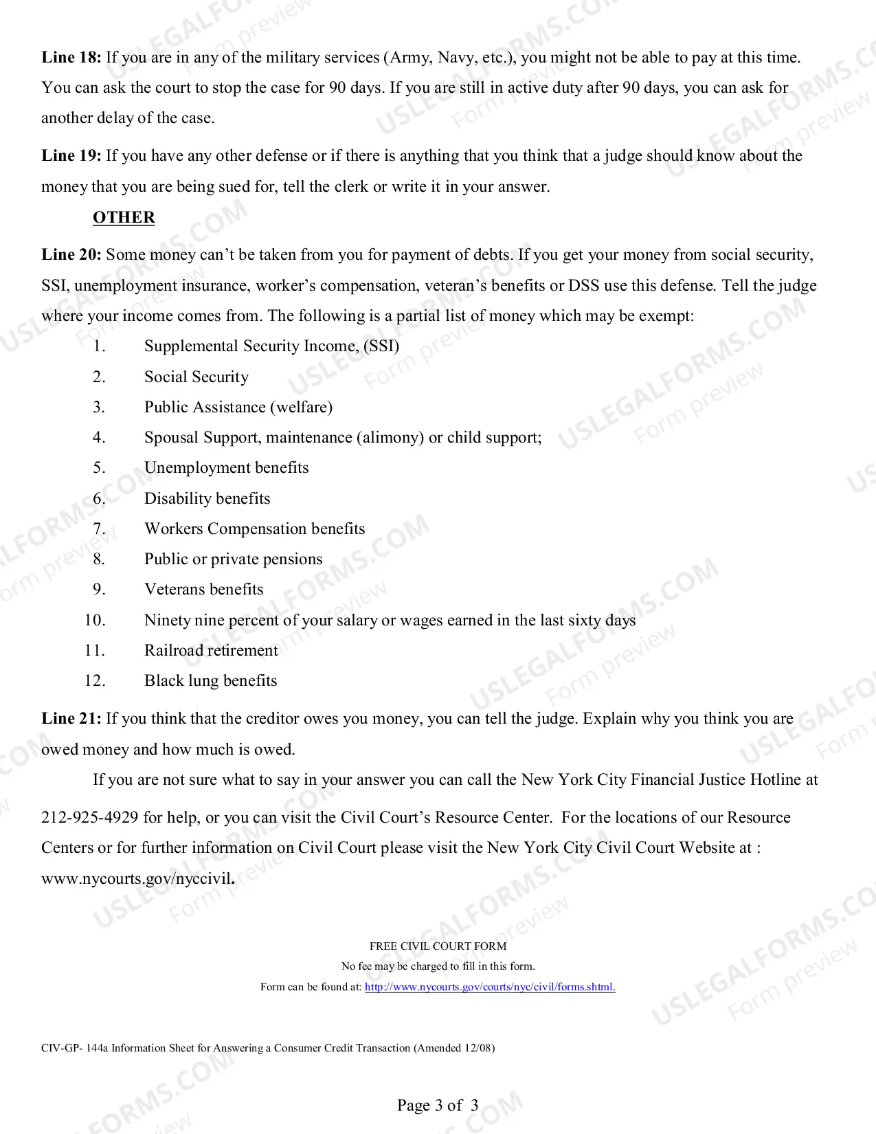 Preview Information on Answering a Consumer Credit Transaction