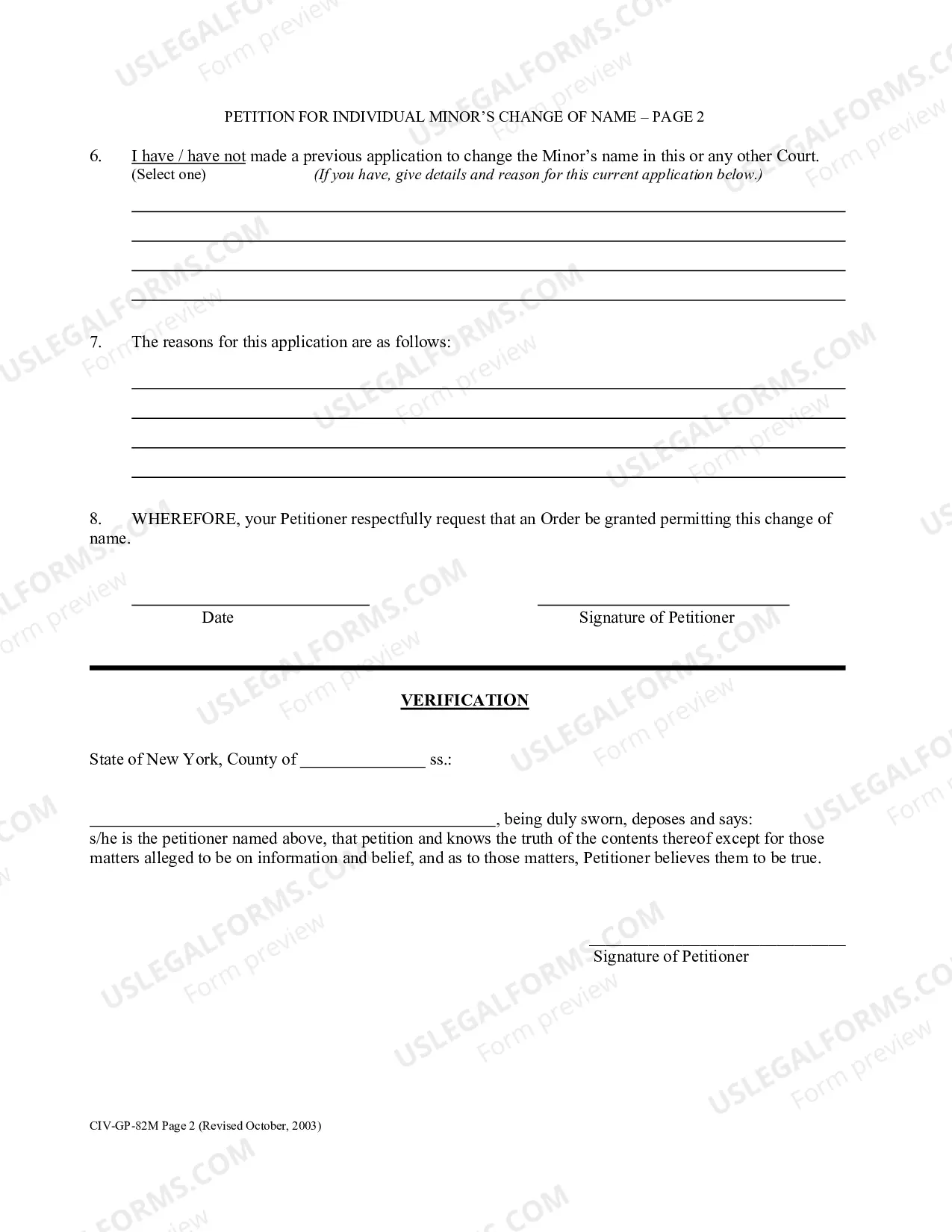 Preview Petition for Individual Minor's Change of Name
