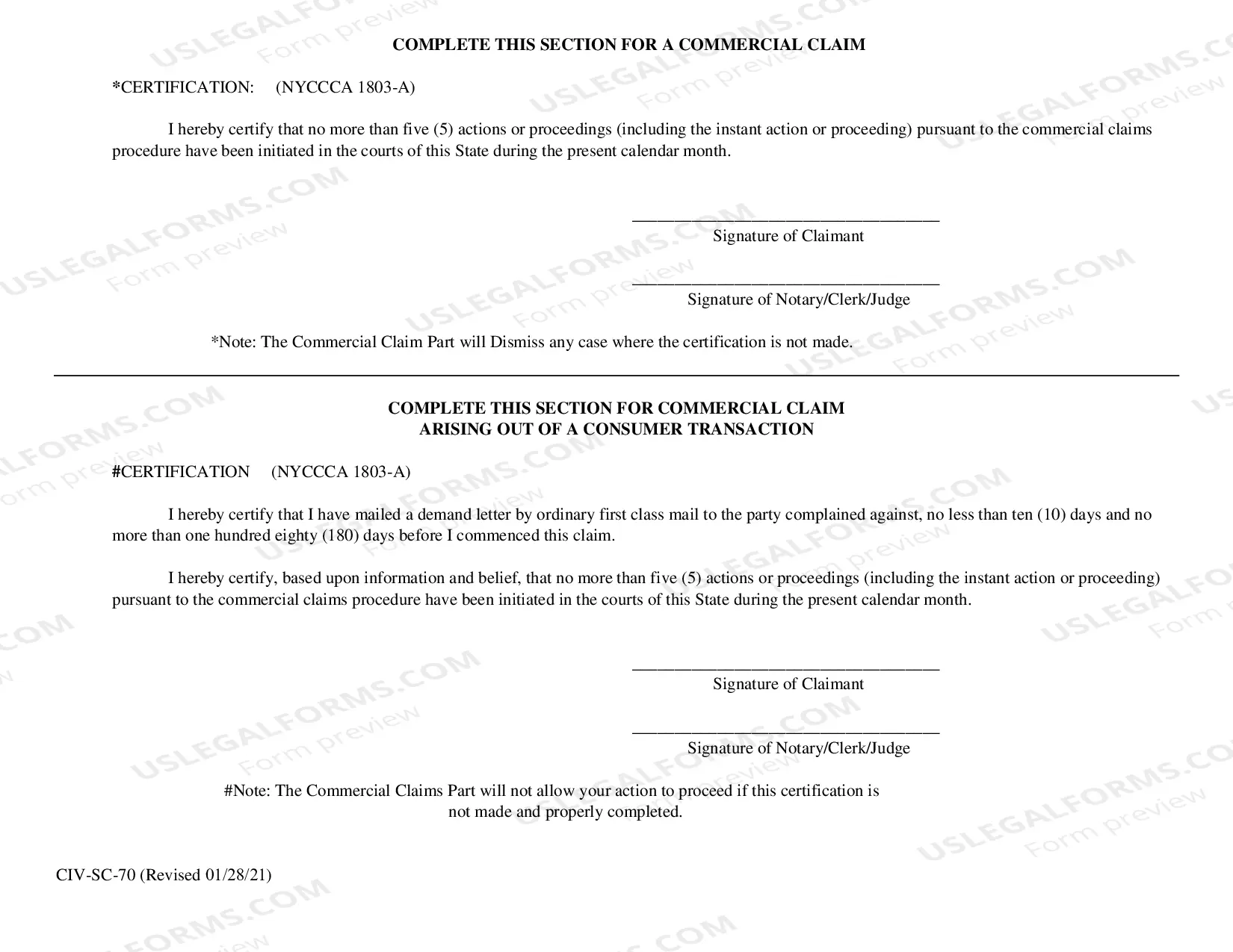 Preview Statement of Claim (Commercial Claims)