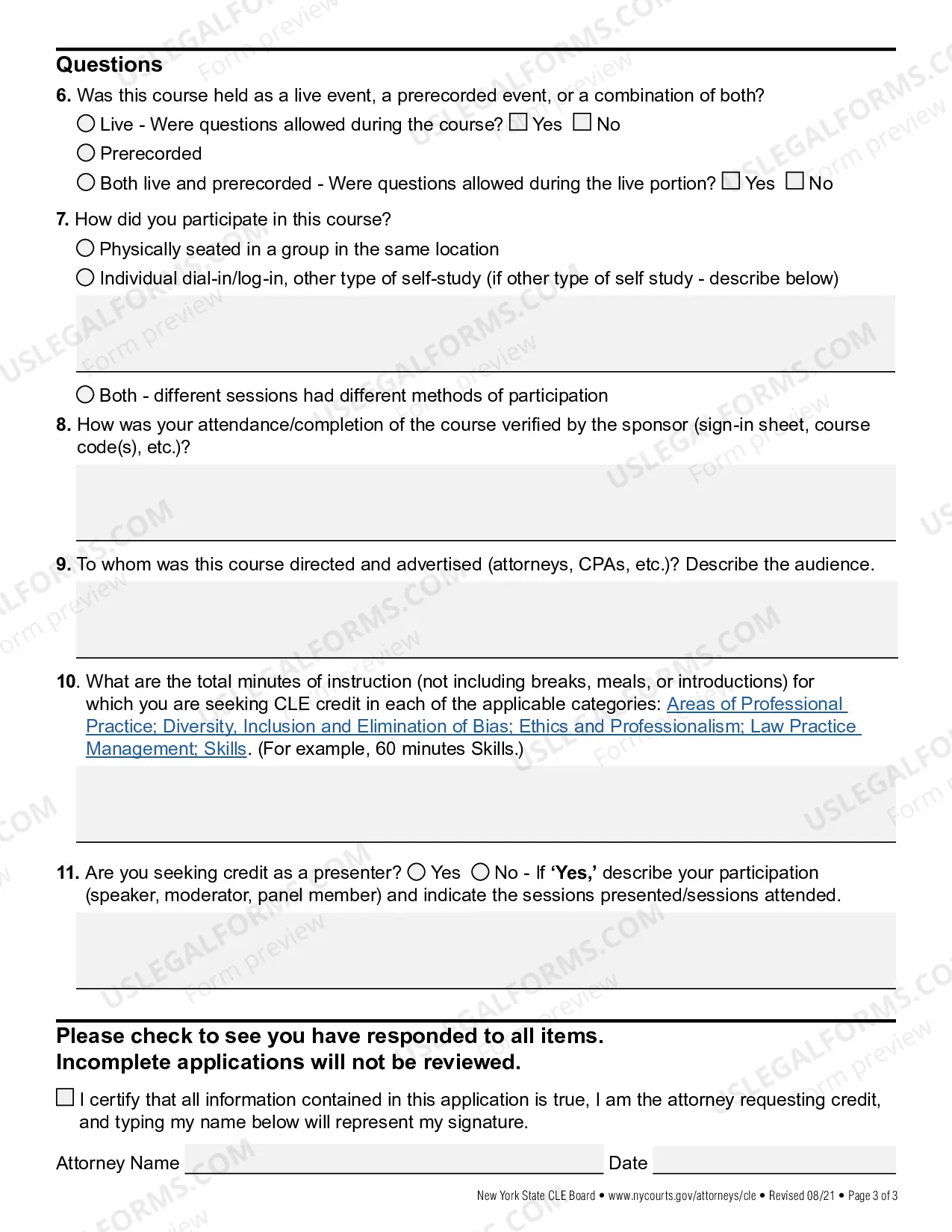 Preview Application For Accreditation of An Individual Course Activity (Individual Attorney)