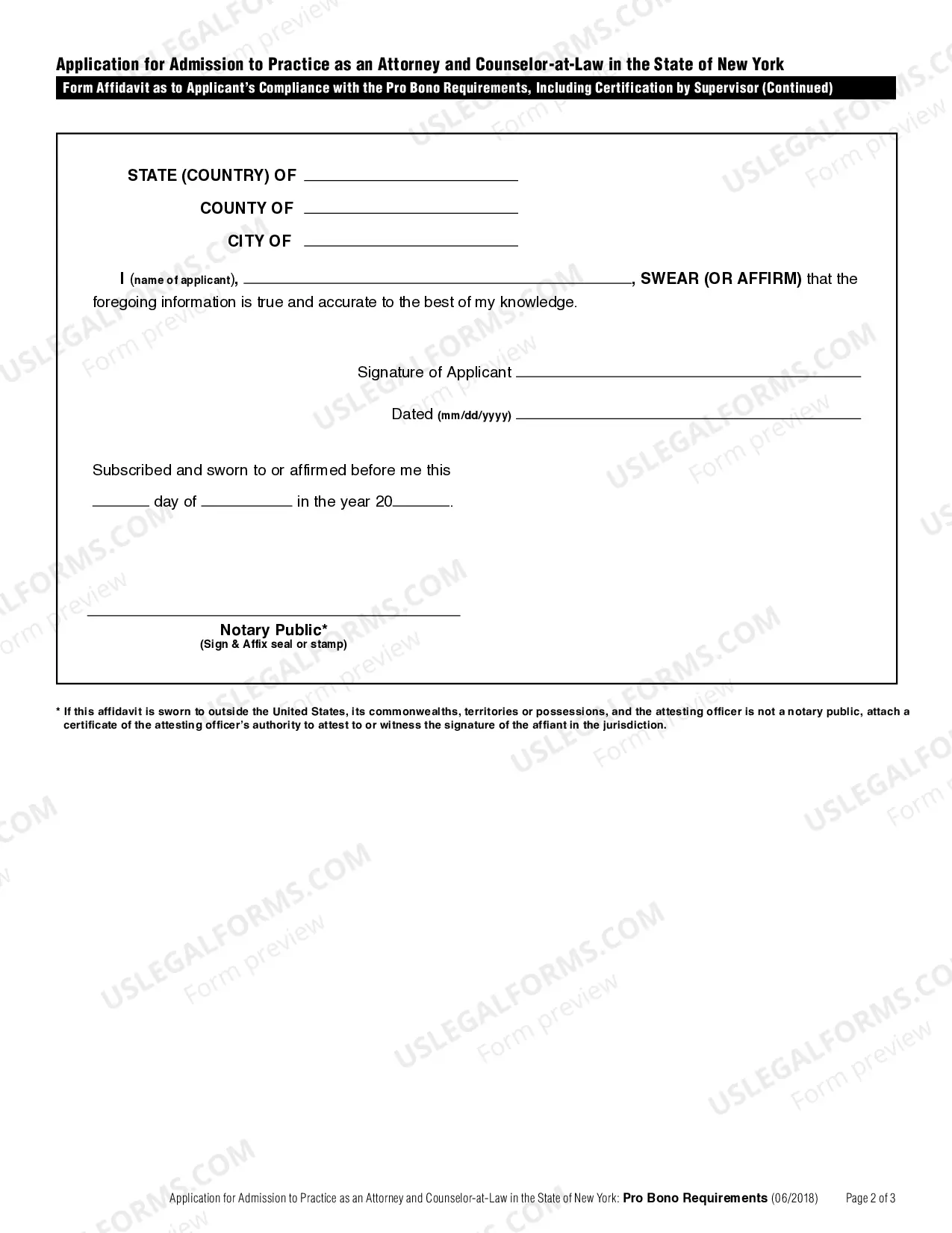 Preview Application For Admission To Practice As Attorney And Counselor-At-Law (Instructions)