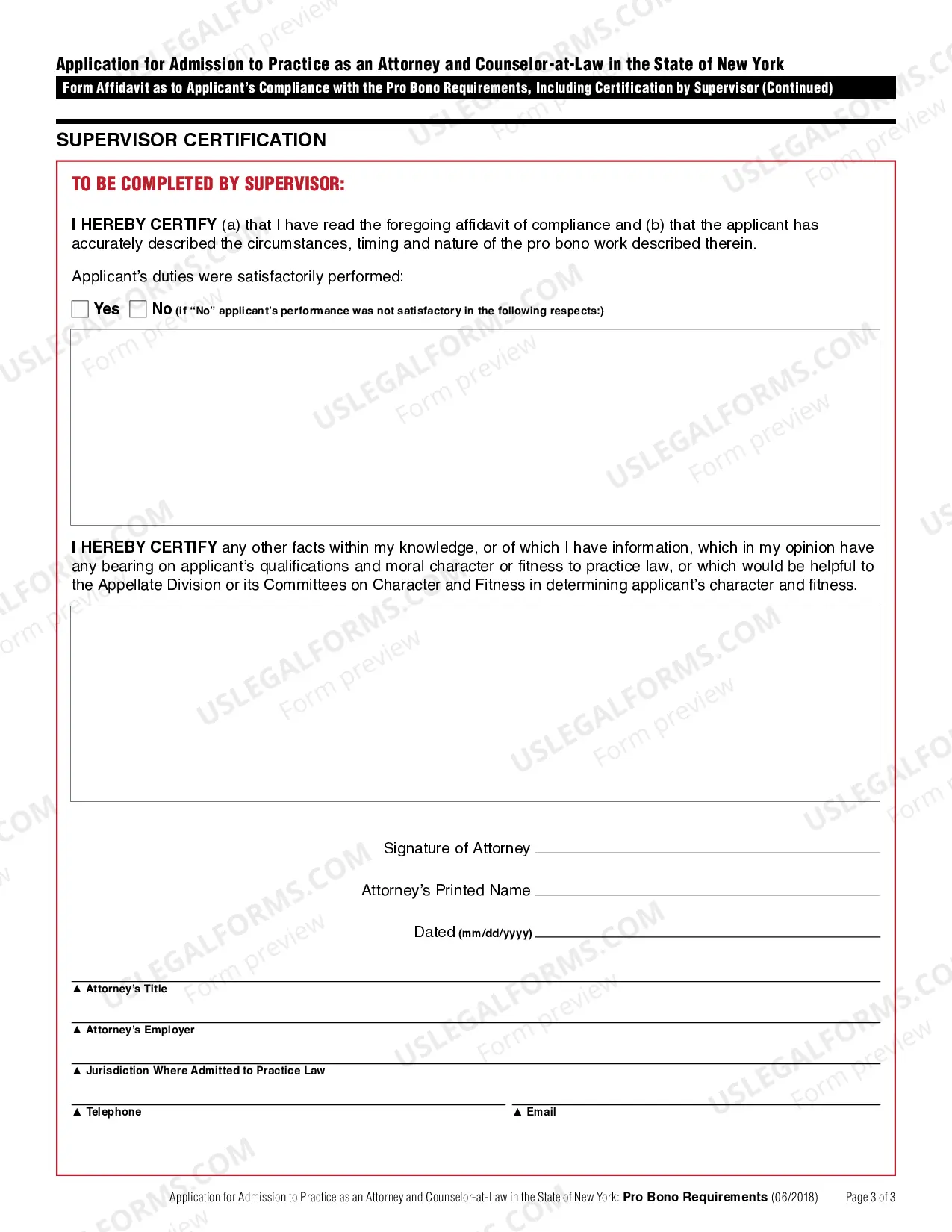 Preview Application For Admission To Practice As Attorney And Counselor-At-Law (Instructions)
