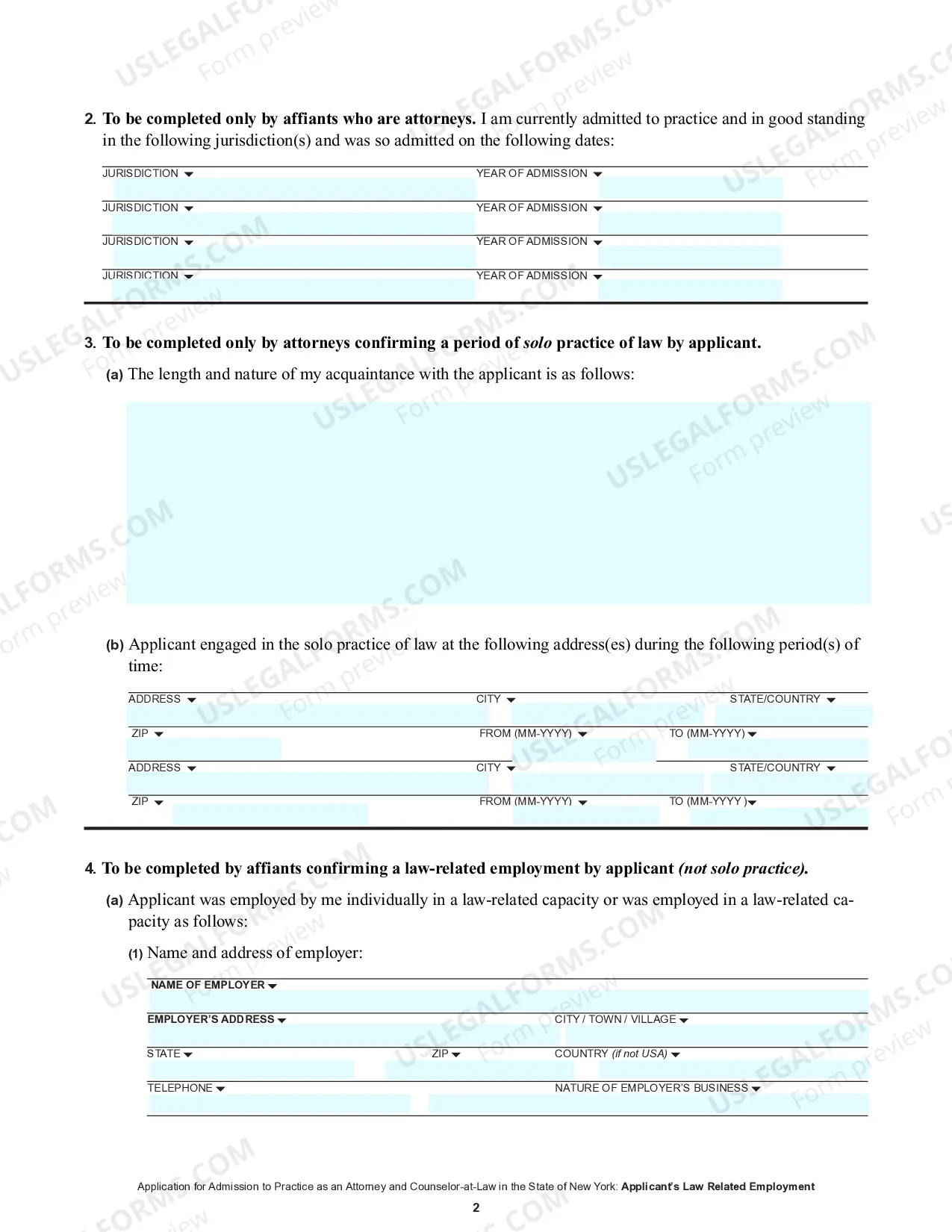 Preview Form Affidavit As To Applicants Law-Related Employment And-Or Solo Practice