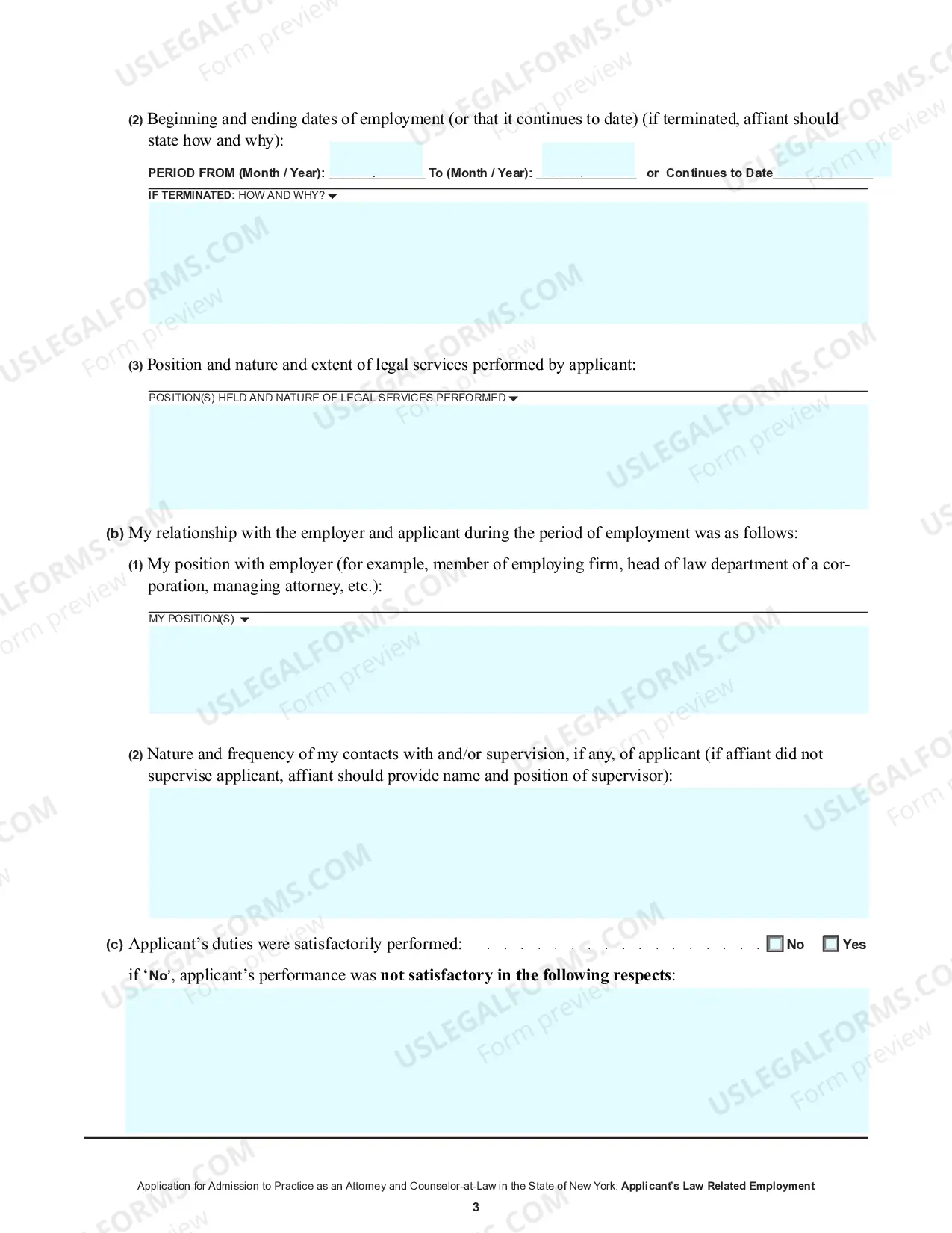 Preview Form Affidavit As To Applicants Law-Related Employment And-Or Solo Practice