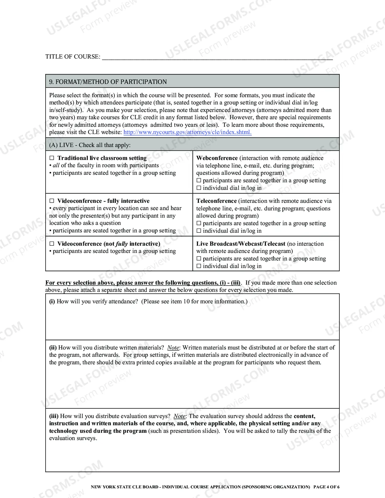 Preview Individual Course (for Sponsoring Organization)