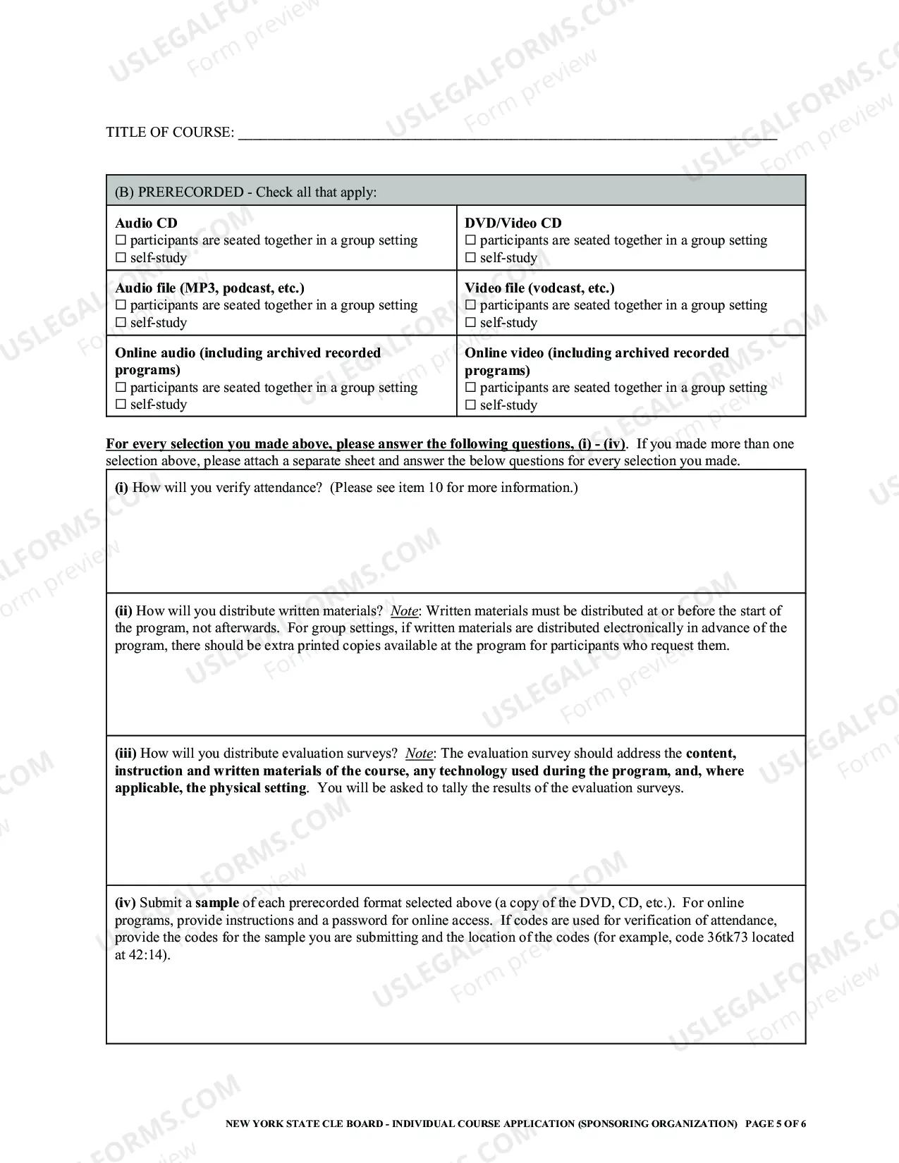 Preview Individual Course (for Sponsoring Organization)