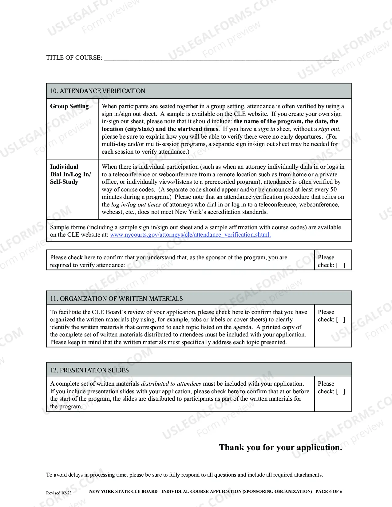Preview Individual Course (for Sponsoring Organization)