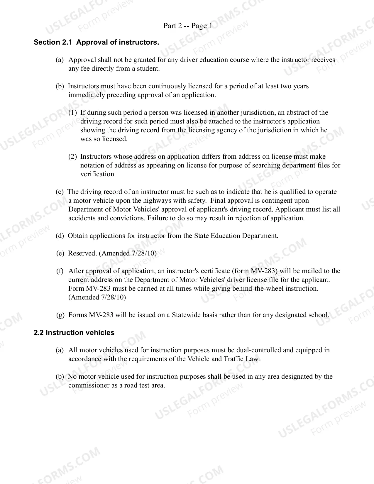 Preview Part 2 of DMV Commissioner's Regulations
