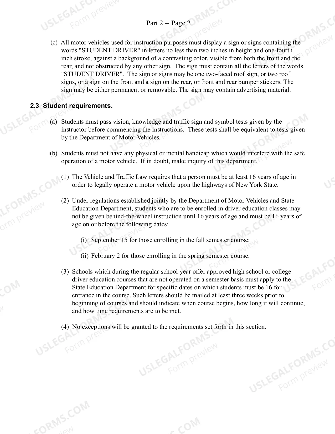 Preview Part 2 of DMV Commissioner's Regulations