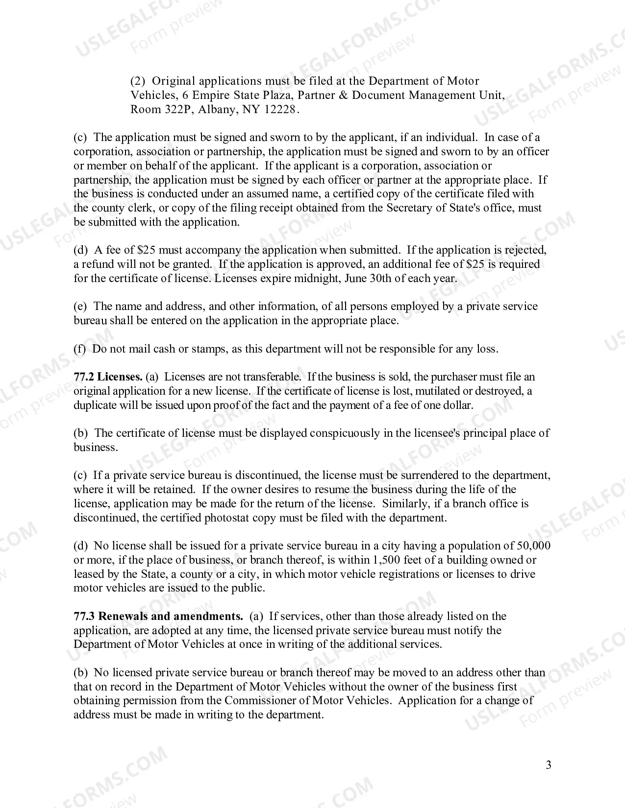 Preview NYS Private Service Bureau Regulations