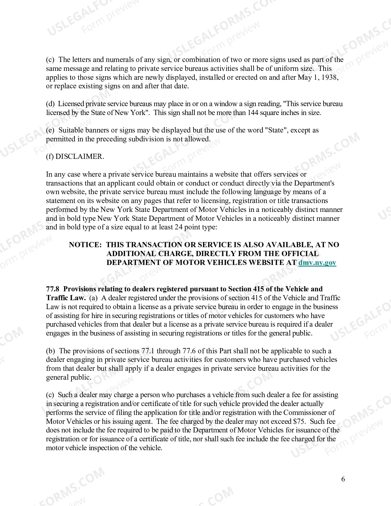 Preview NYS Private Service Bureau Regulations