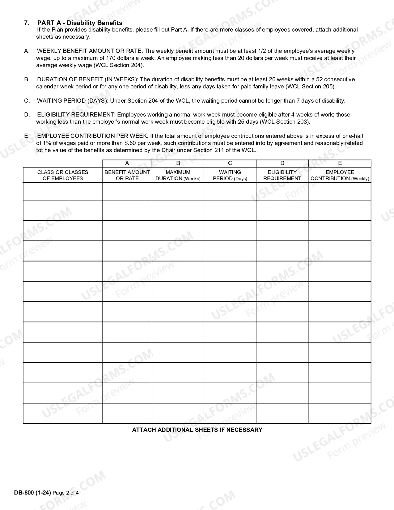 Preview Self-Insured Employers providing Disability and/or Paid Family Leave Benefits offering a shorter waiting period or a longer duration than statute requires (Application and Agreement)