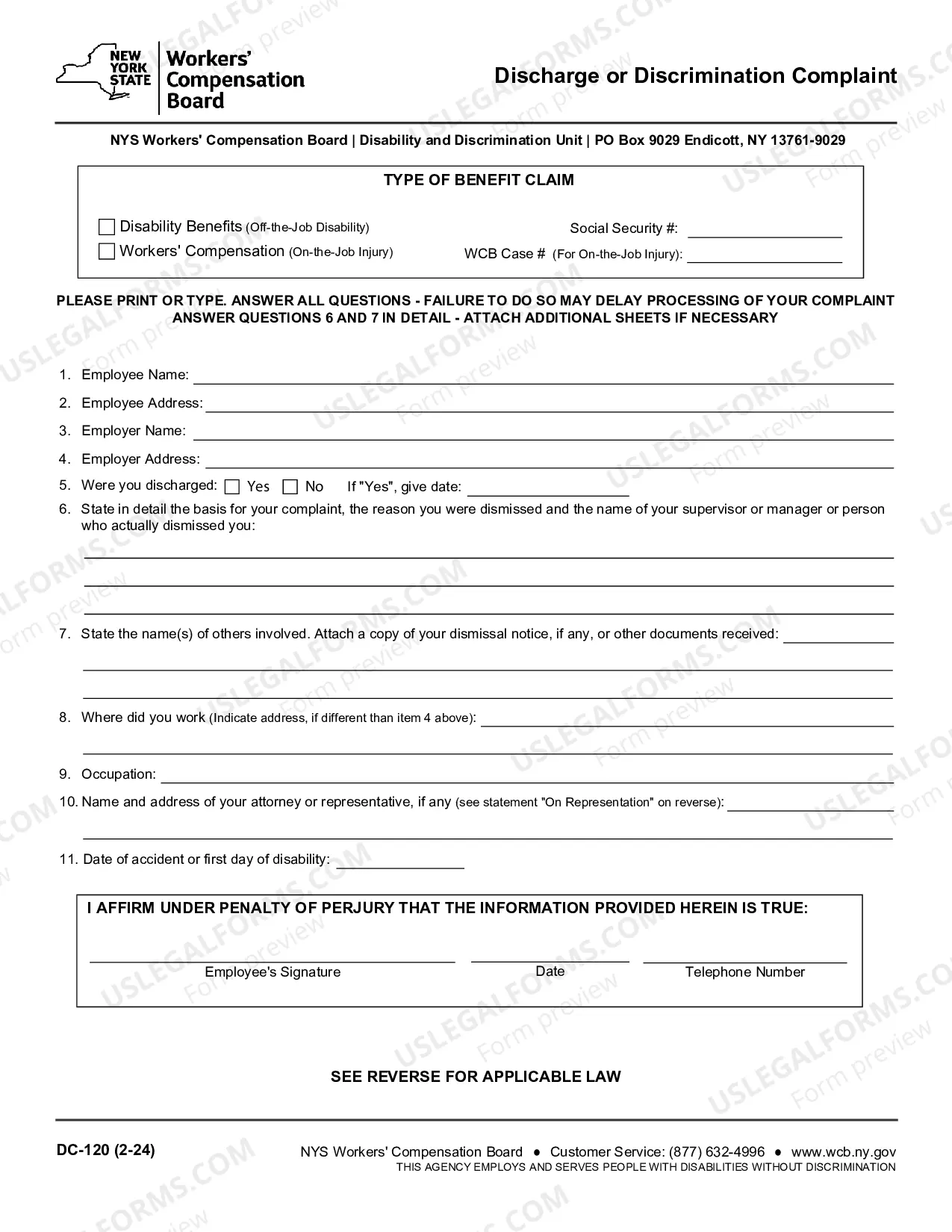 Preview Discharge Or Discrimination Complaint