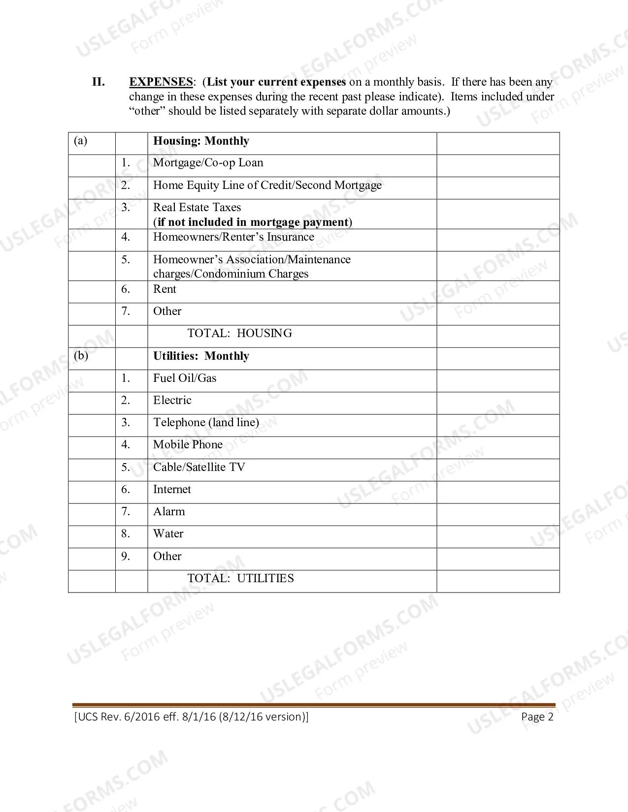Preview Statement of Net Worth