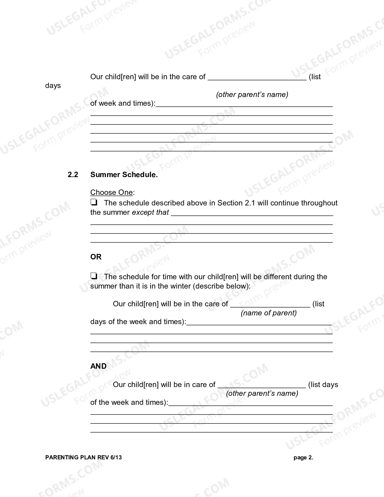 Preview Parenting Plan