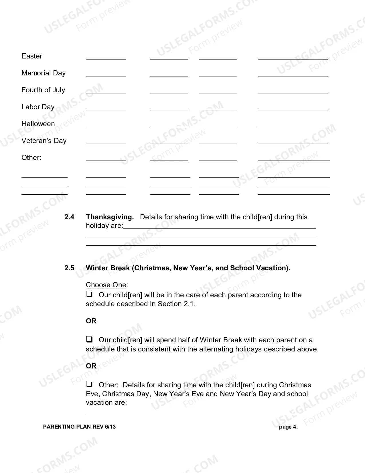 Preview Parenting Plan