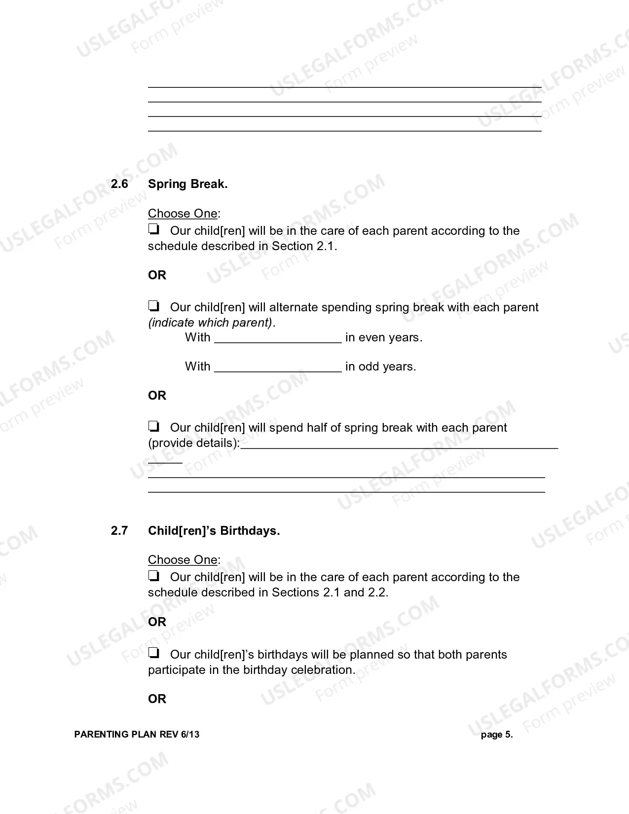 Preview Parenting Plan