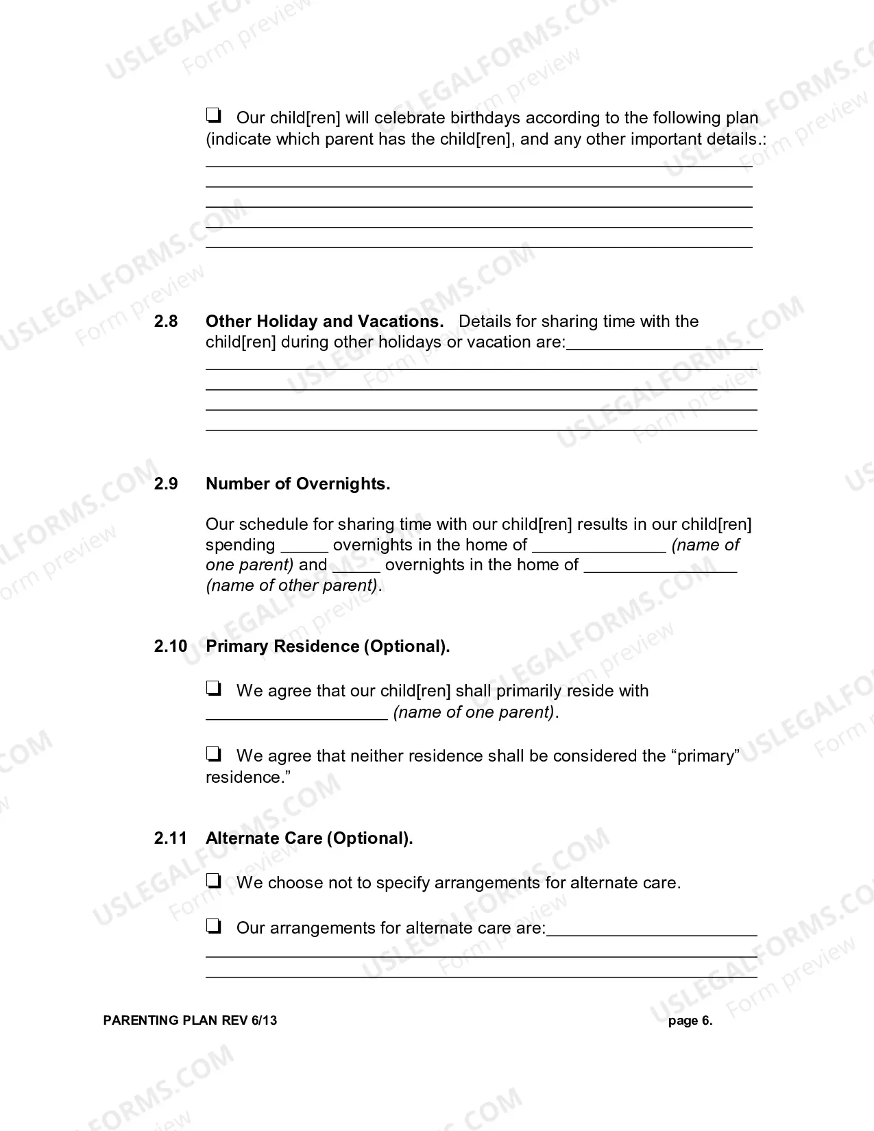 Preview Parenting Plan