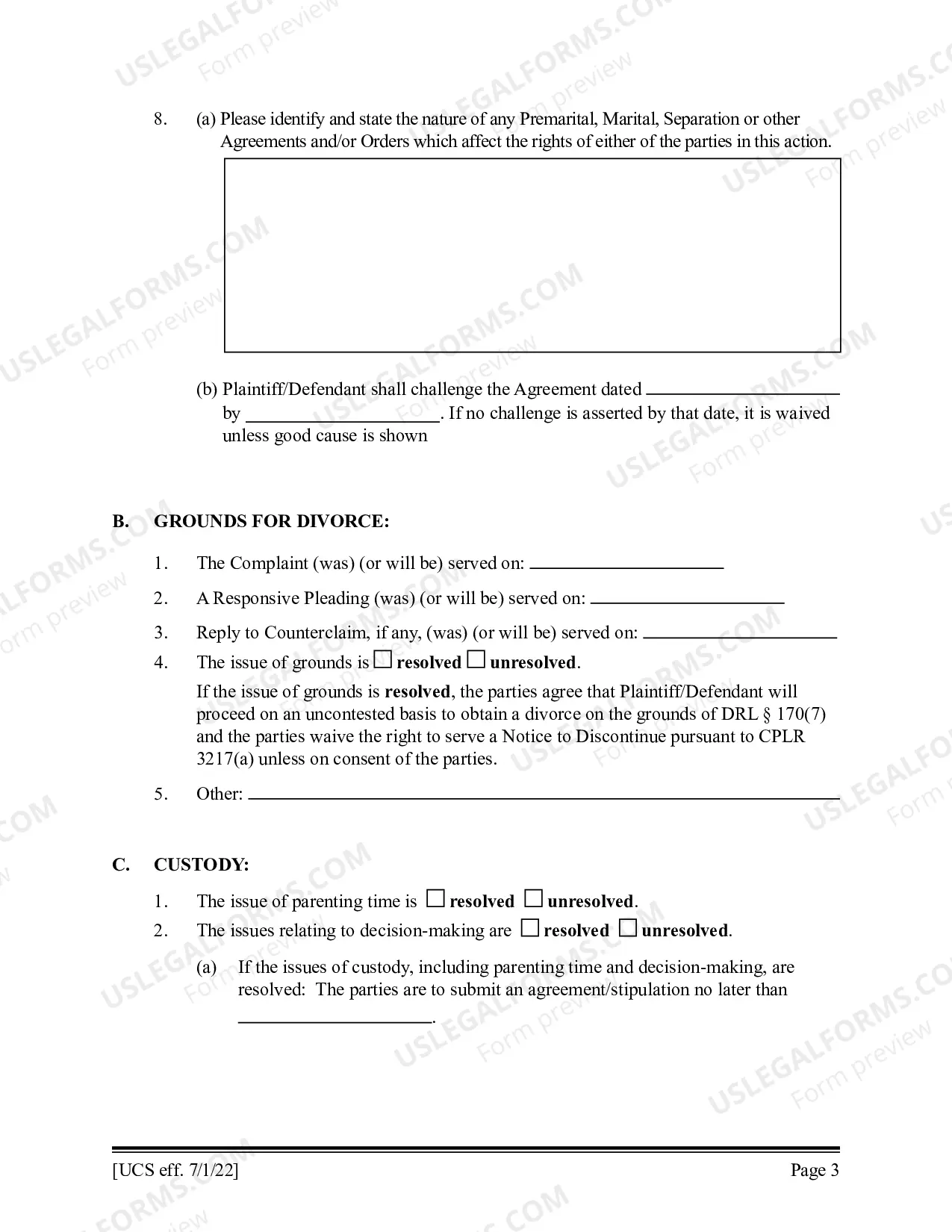 Preview Preliminary Conference Stipulation-Order Contested Matrimonial