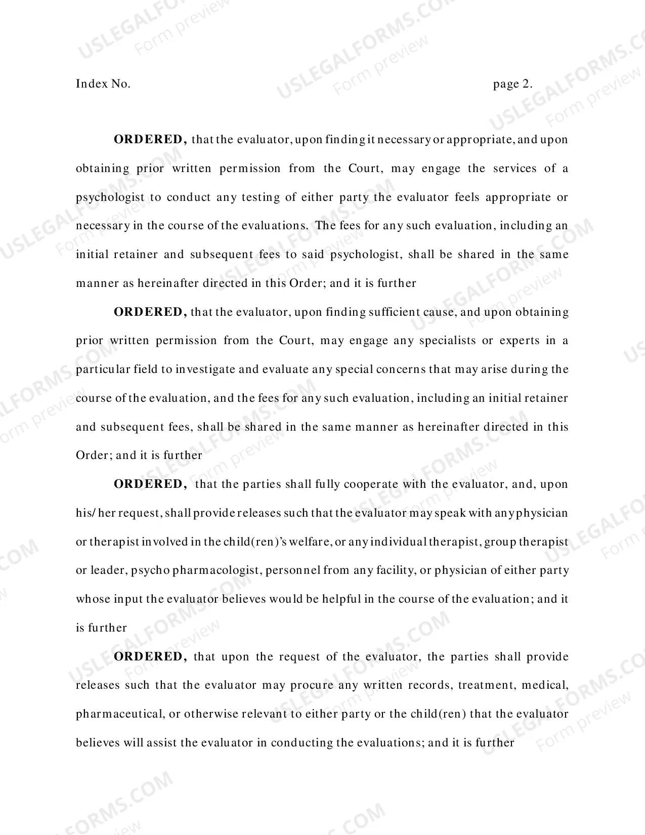 Preview Order Appointing Forensic Evaluator For Custody Proceedings