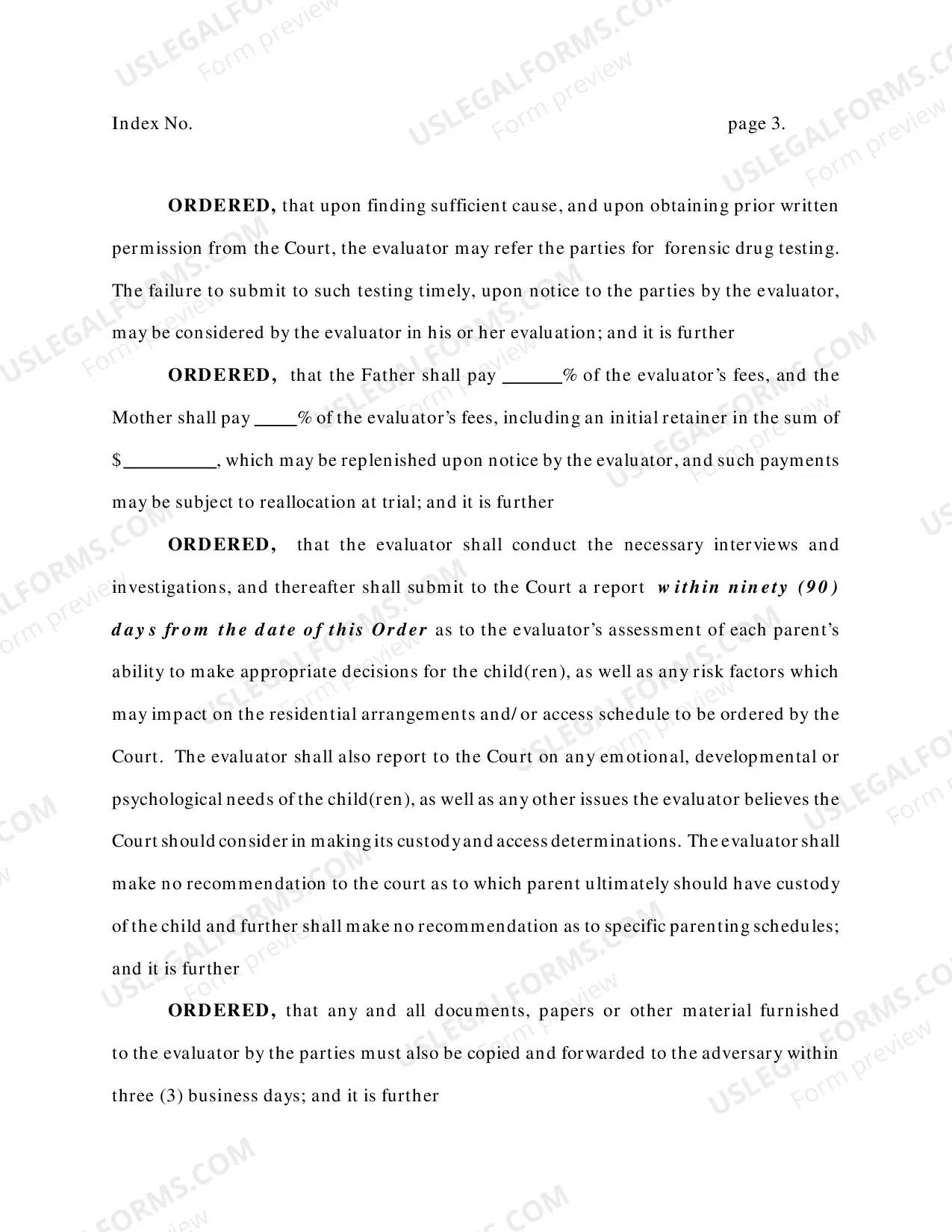 Preview Order Appointing Forensic Evaluator For Custody Proceedings