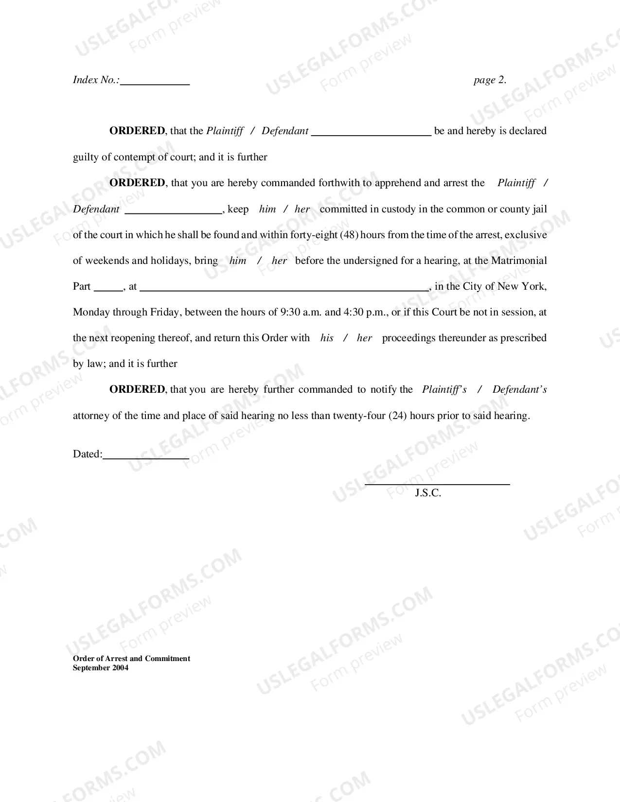 Preview Order of Arrest And Commitment
