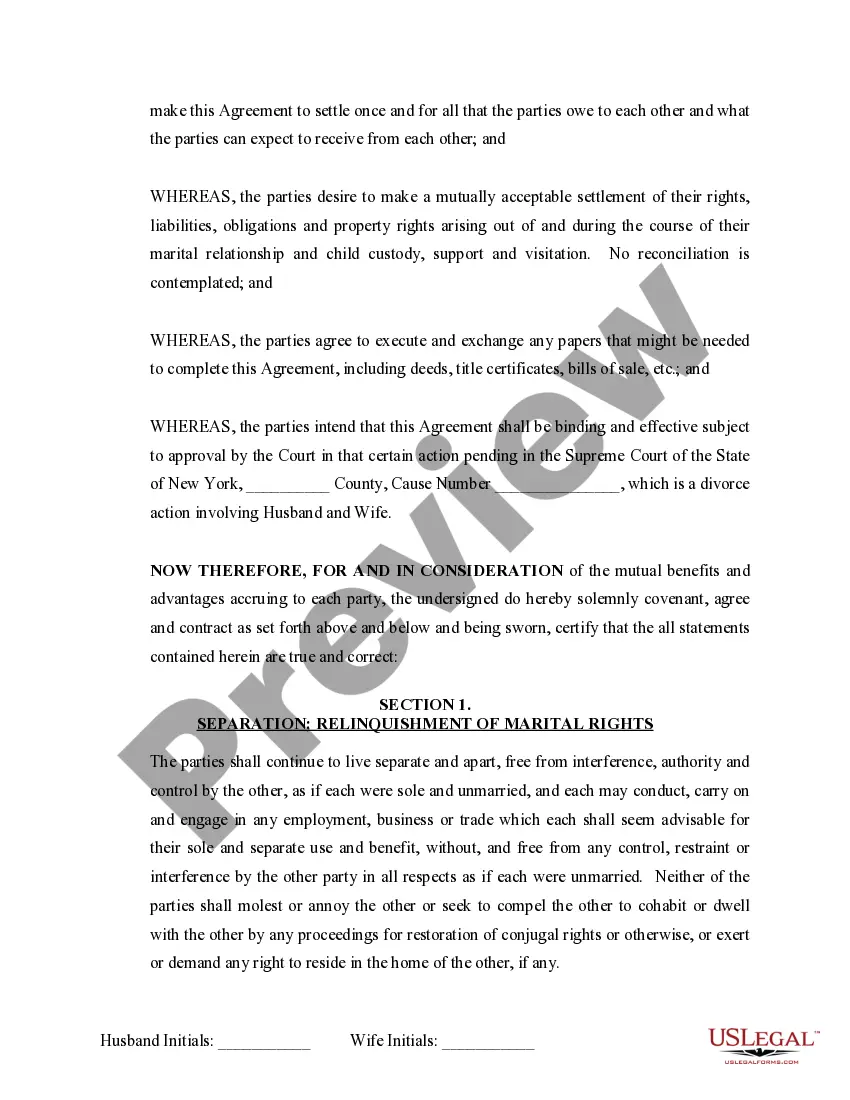 Get Marital Domestic Separation and Property Settlement Agreement Minor Children no Joint Property or Debts where Divorce Action Filed Preview Marital Domestic Separation and Property Settlement Agreement Minor Children no Joint Property or Debts where Divorce Action Filed