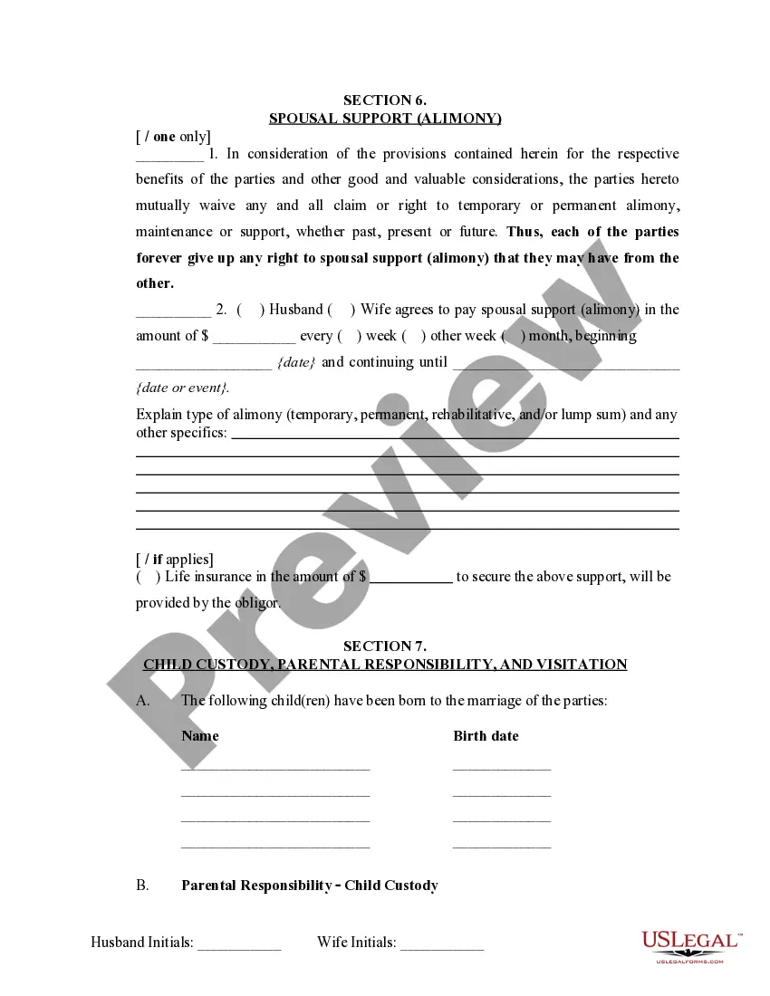 Get Marital Domestic Separation and Property Settlement Agreement Minor Children no Joint Property or Debts where Divorce Action Filed Preview Marital Domestic Separation and Property Settlement Agreement Minor Children no Joint Property or Debts where Divorce Action Filed