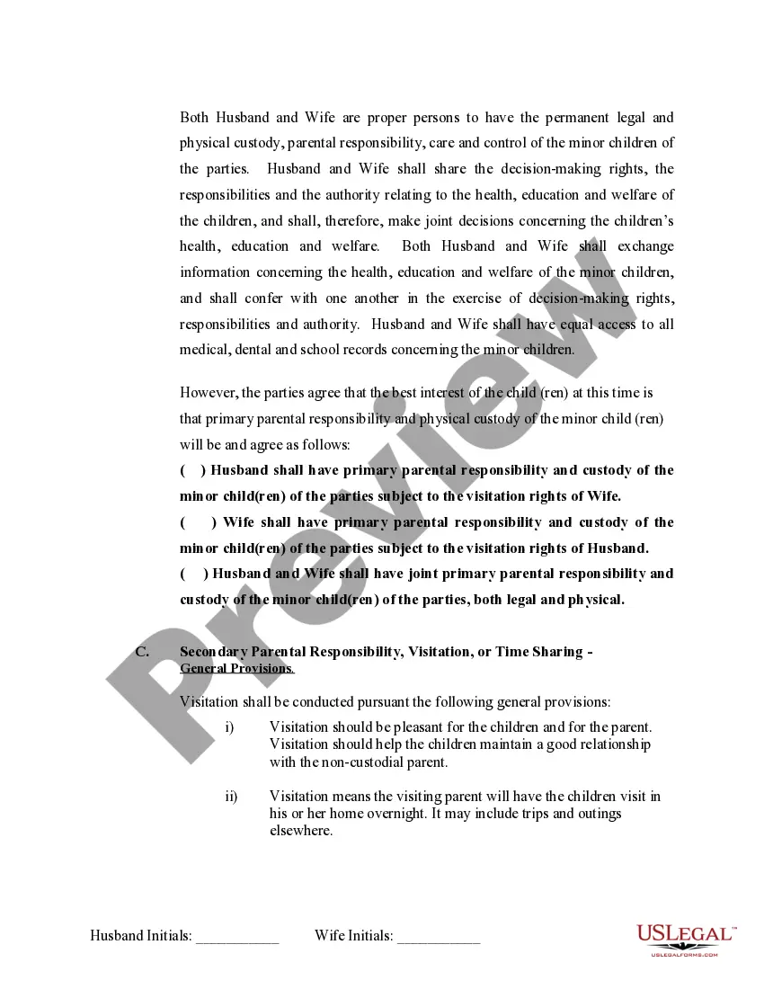 Get Marital Domestic Separation and Property Settlement Agreement Minor Children no Joint Property or Debts where Divorce Action Filed Preview Marital Domestic Separation and Property Settlement Agreement Minor Children no Joint Property or Debts where Divorce Action Filed