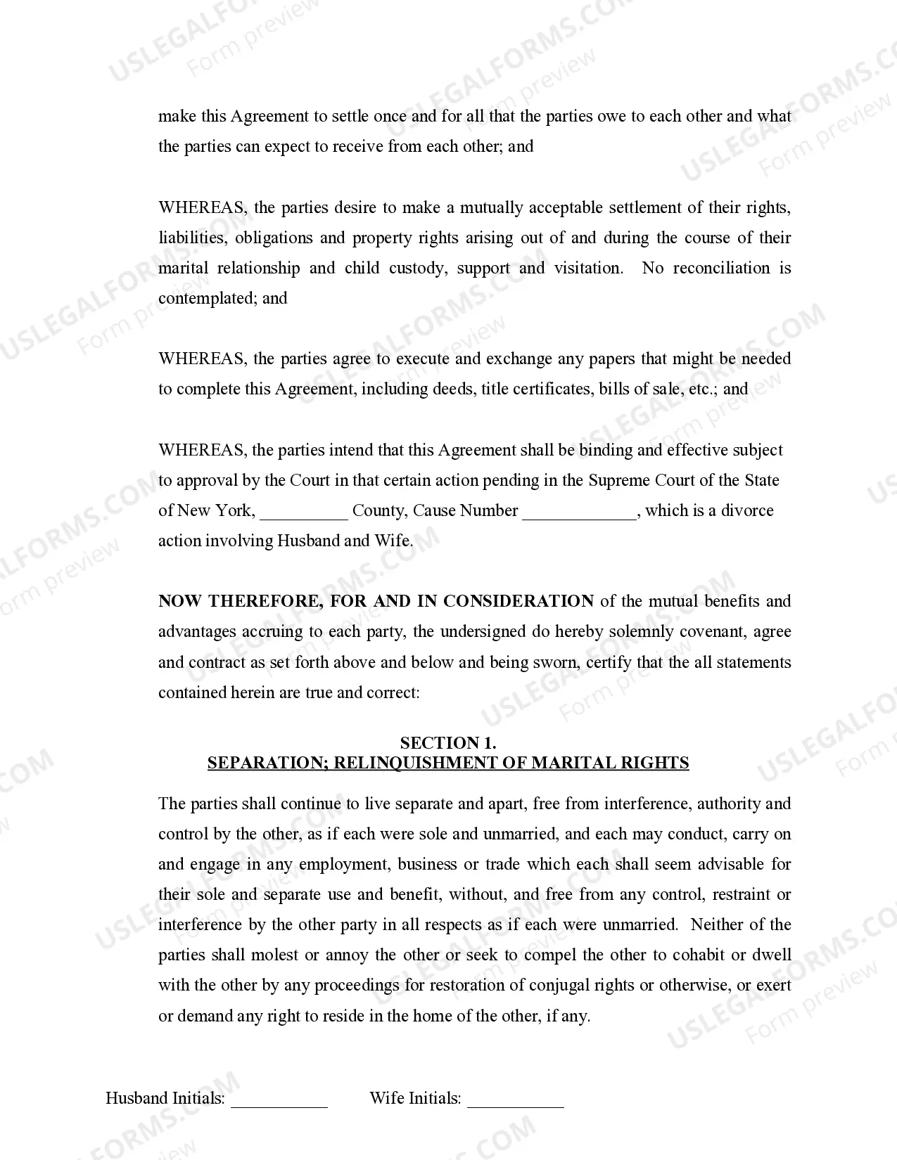 Preview Marital Domestic Separation and Property Settlement Agreement Minor Children Parties May have Joint Property or Debts where Divorce Action Filed