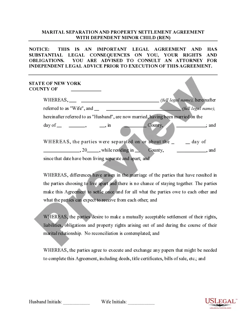 Preview Marital Domestic Separation and Property Settlement Agreement Minor Children Parties May have Joint Property or Debts Effective Immediately