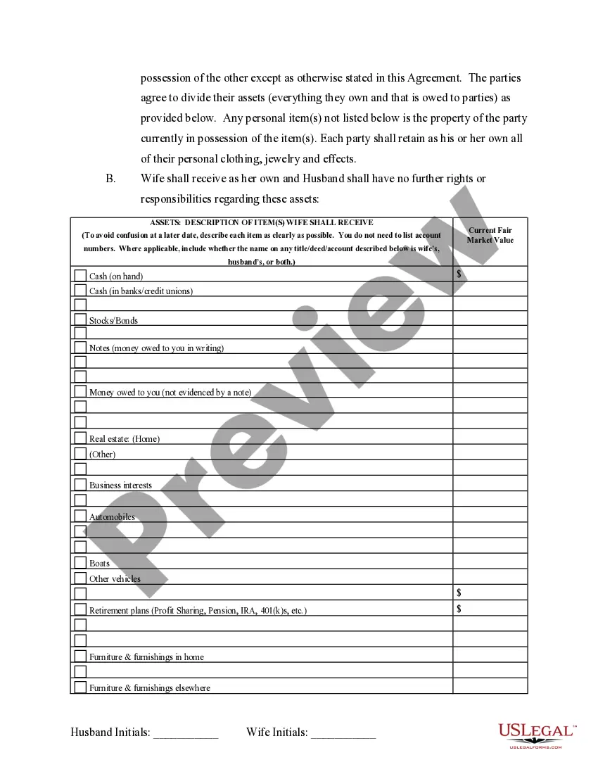 Preview Marital Domestic Separation and Property Settlement Agreement Minor Children Parties May have Joint Property or Debts Effective Immediately