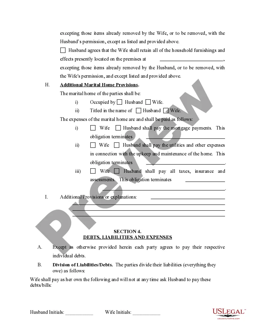 Preview Marital Domestic Separation and Property Settlement Agreement Minor Children Parties May have Joint Property or Debts Effective Immediately