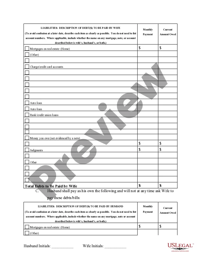 Preview Marital Domestic Separation and Property Settlement Agreement Minor Children Parties May have Joint Property or Debts Effective Immediately