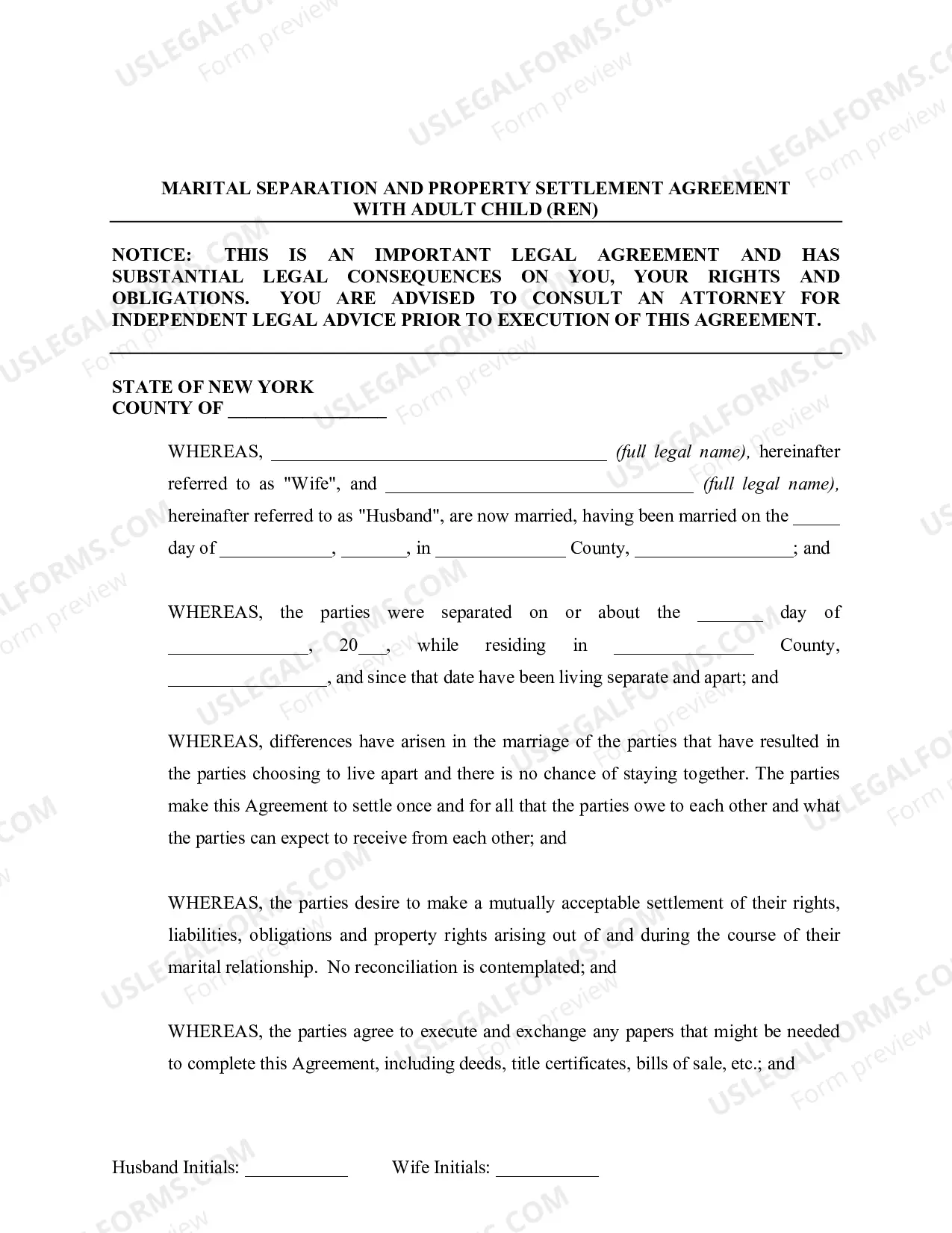 Preview Marital Domestic Separation and Property Settlement Agreement Adult Children Parties May have Joint Property or Debts effective Immediately