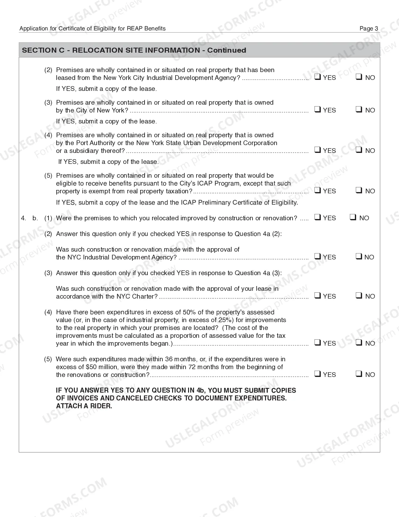 Preview Application For Certificate of Eligibility For REAP Benefits