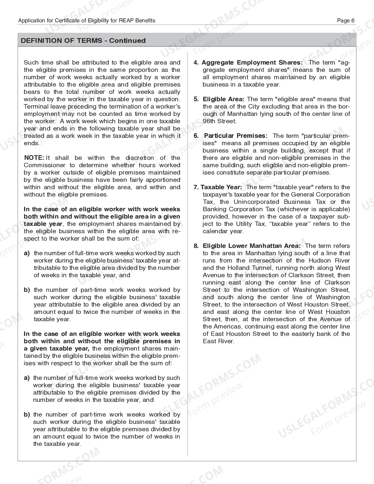 Preview Application For Certificate of Eligibility For REAP Benefits