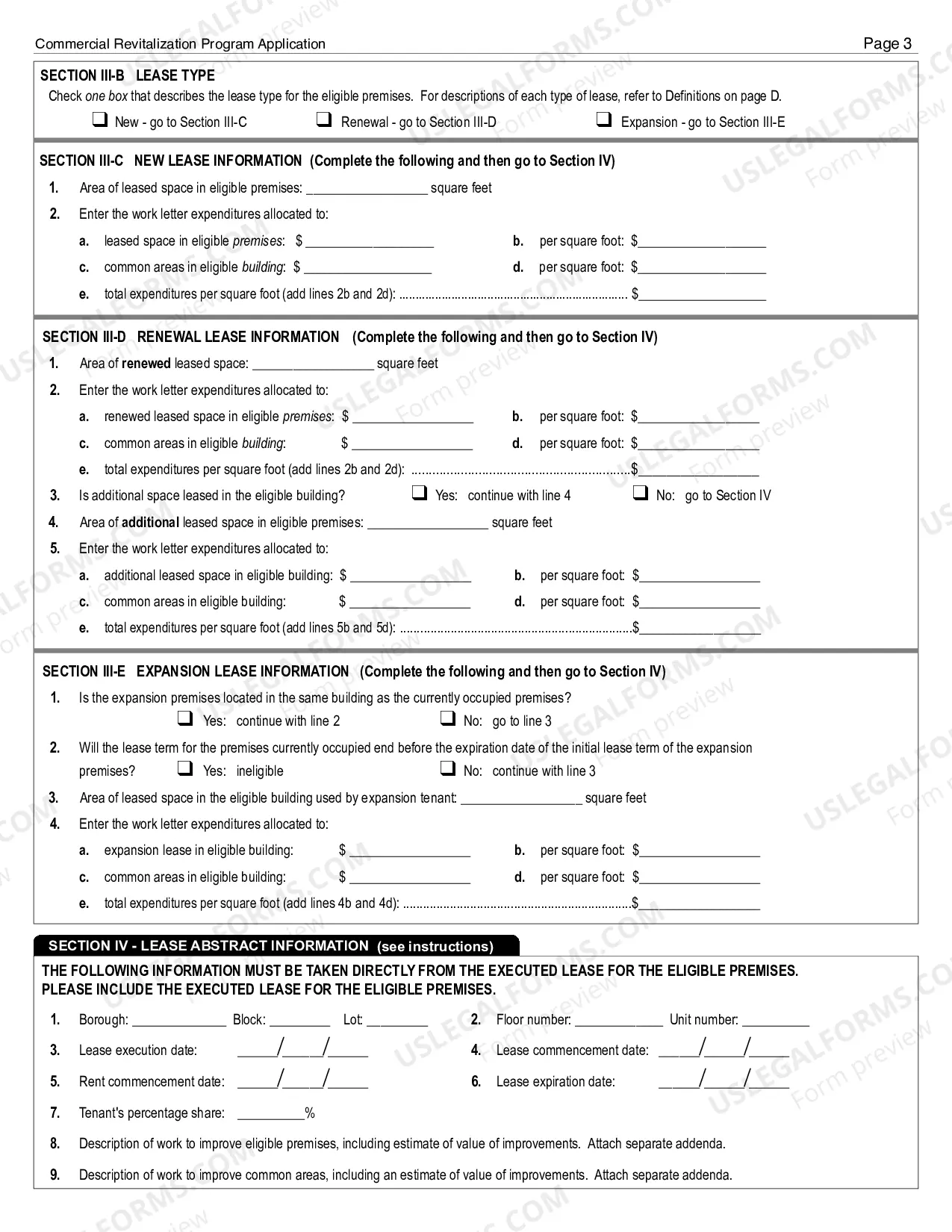 Preview Commercial Revitalization Program Application