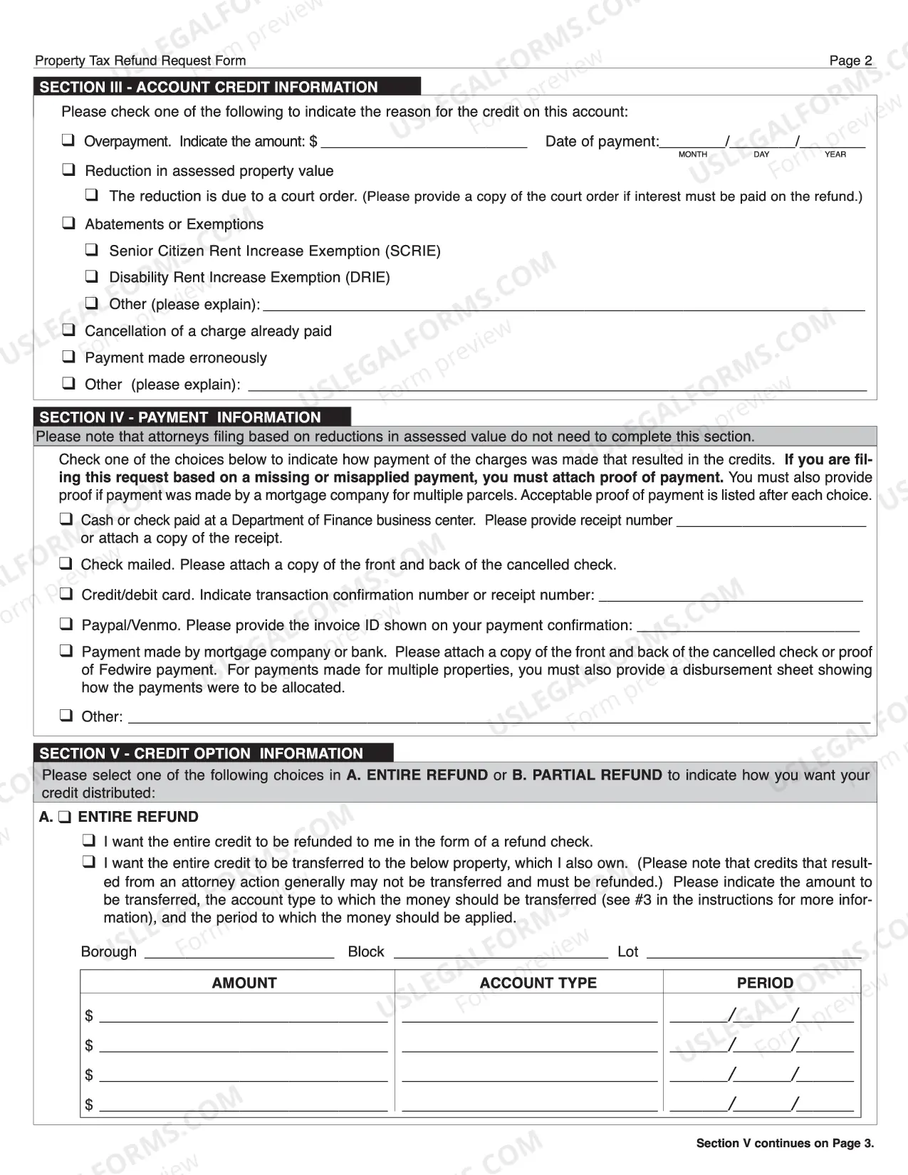 Preview Property Tax Refund Request