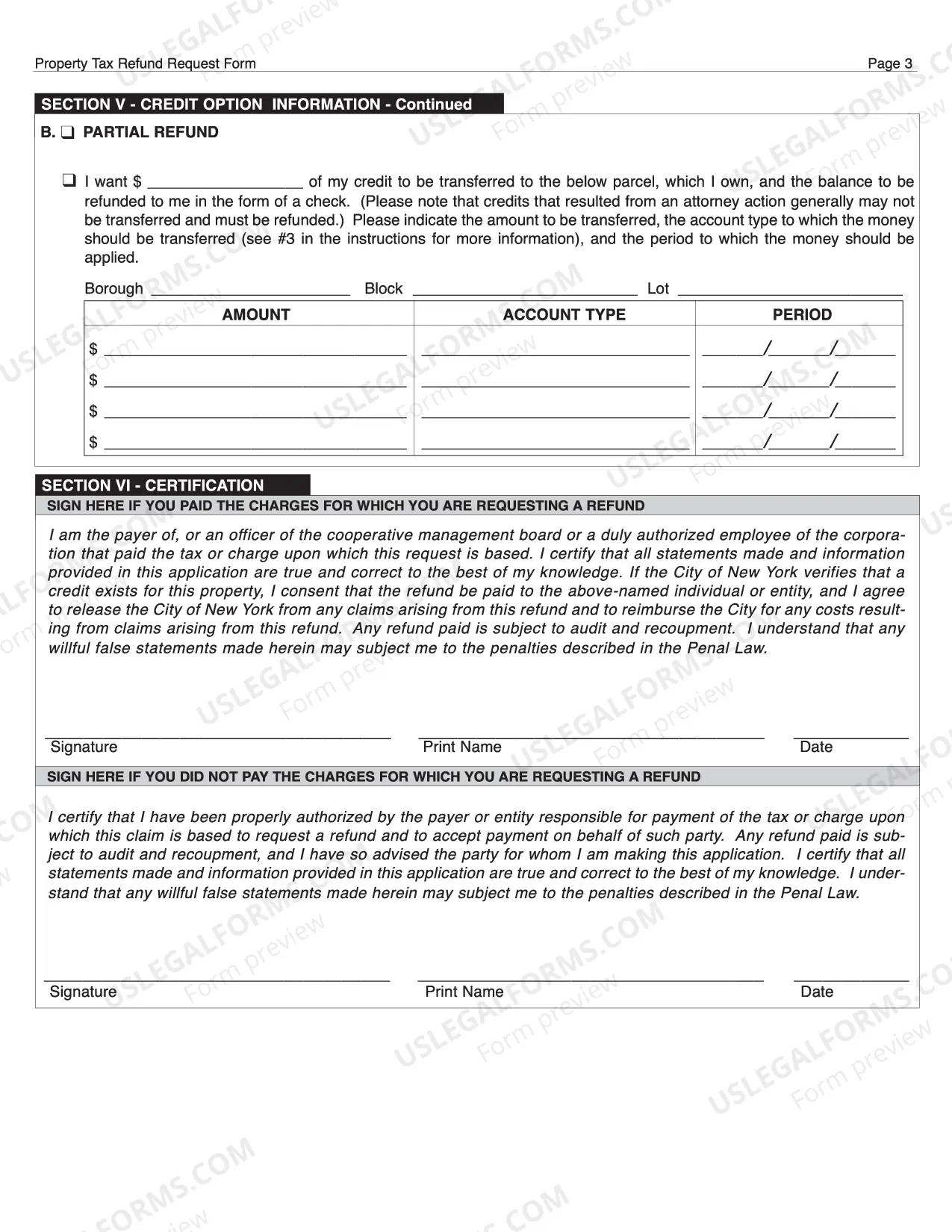 Preview Property Tax Refund Request