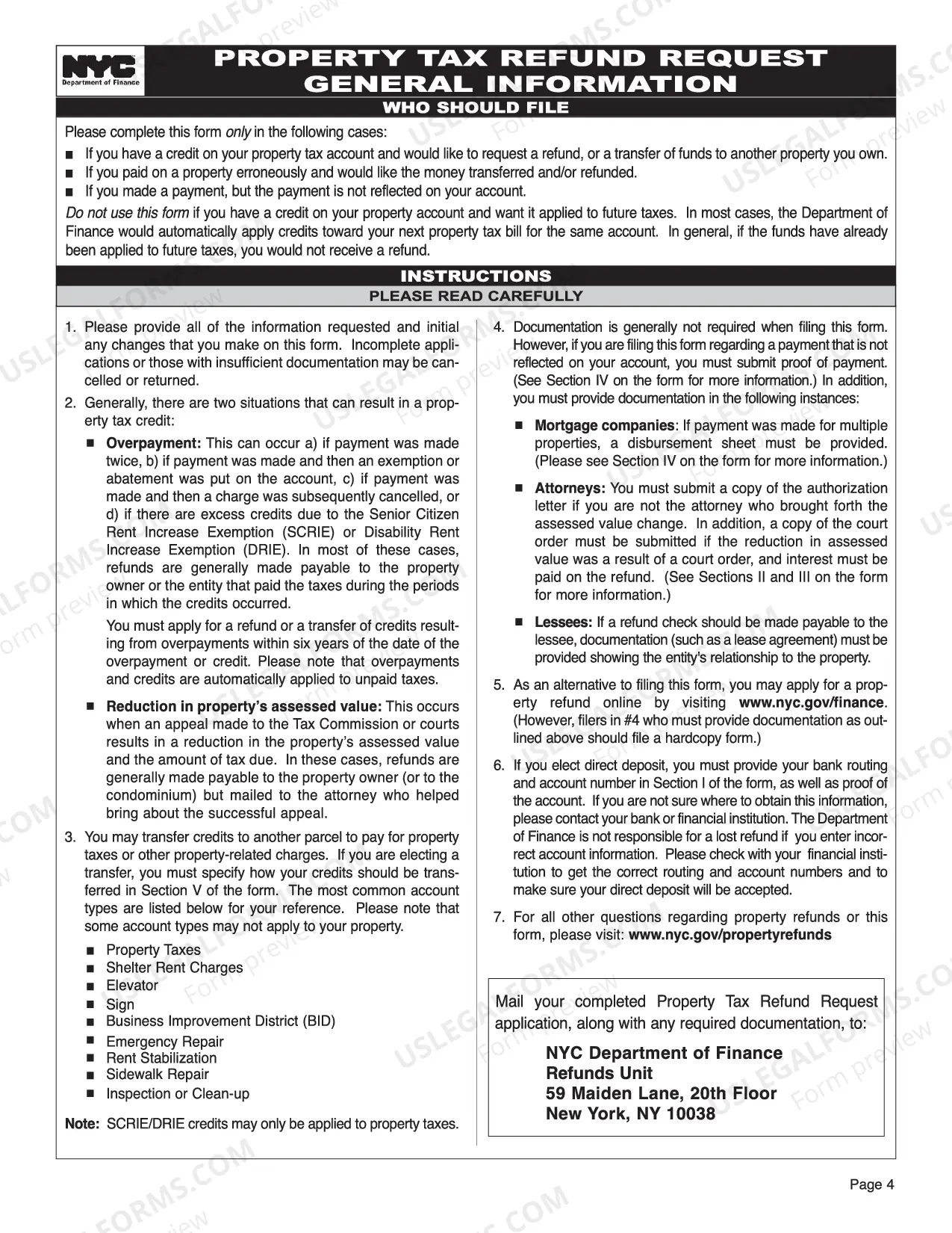 Preview Property Tax Refund Request