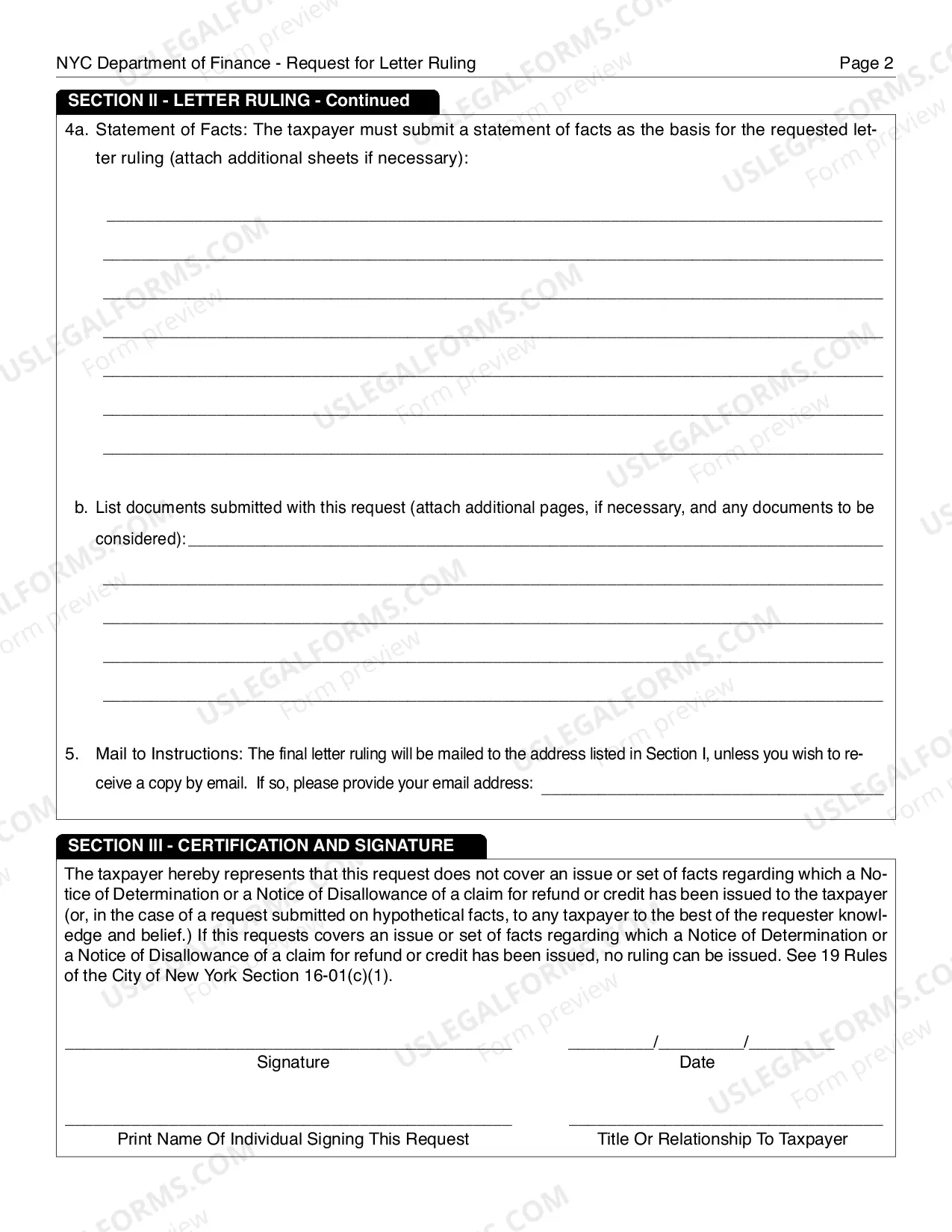 Preview Letter Ruling Request Form