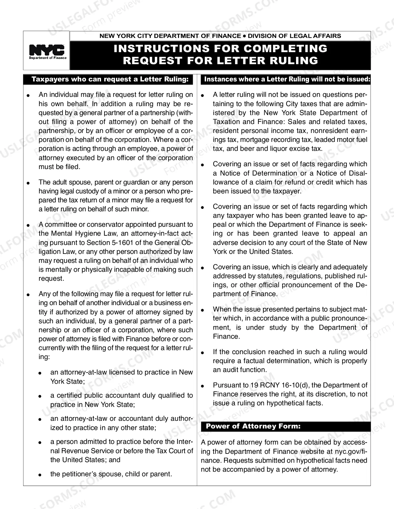 Preview Letter Ruling Request Form